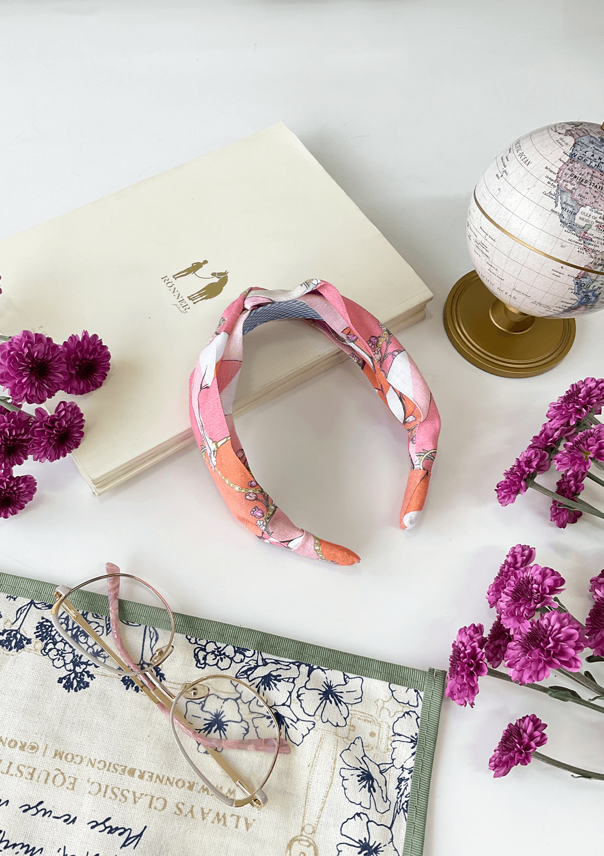 Printed Linen Knotted Headband | Geo Horses