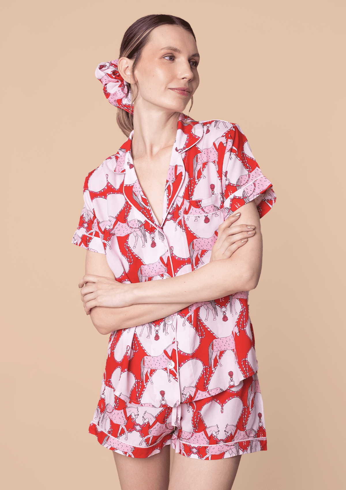 Horsebond PJ’s Set | Short Sleeve | Red & White | Sample - RönnerPijama SetXXL