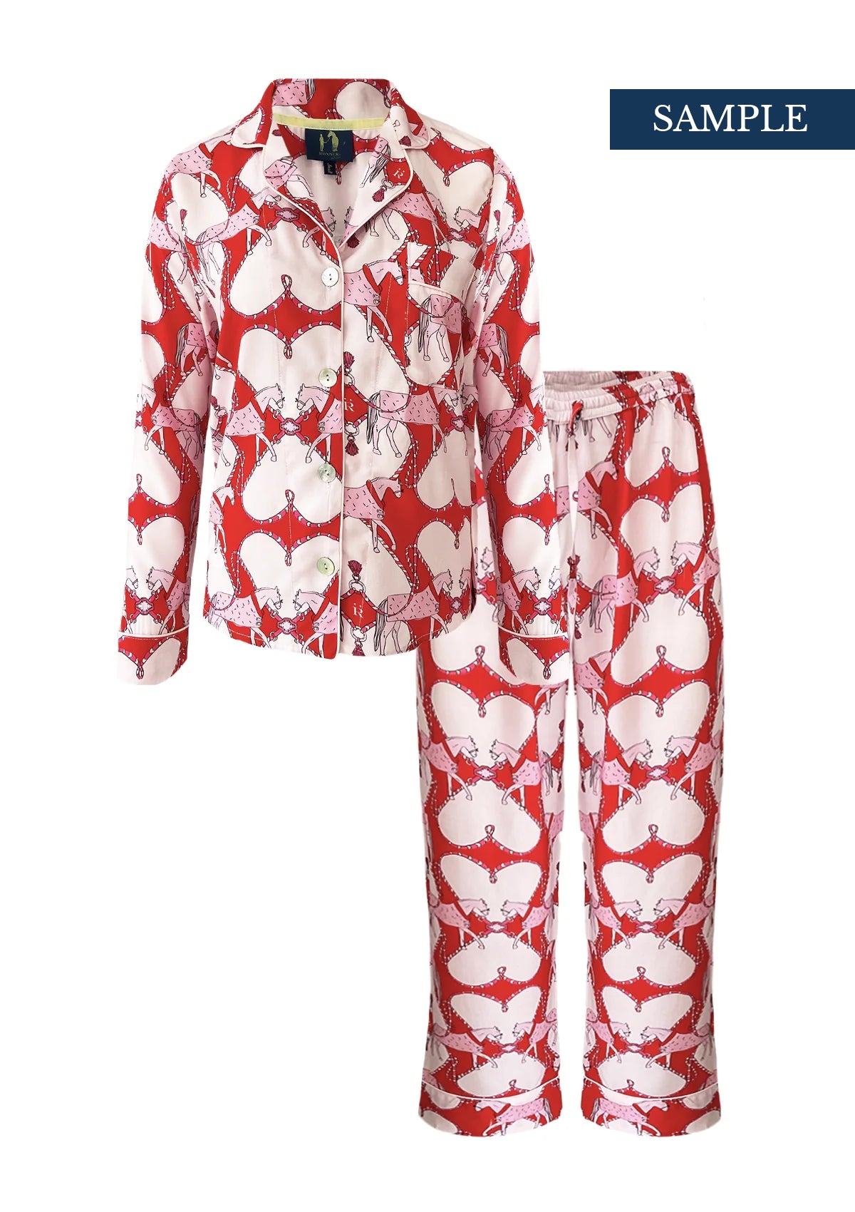 Horsebond PJ’s Set Long Sleeve | Red & White | Equestrian Sleepwear Collection