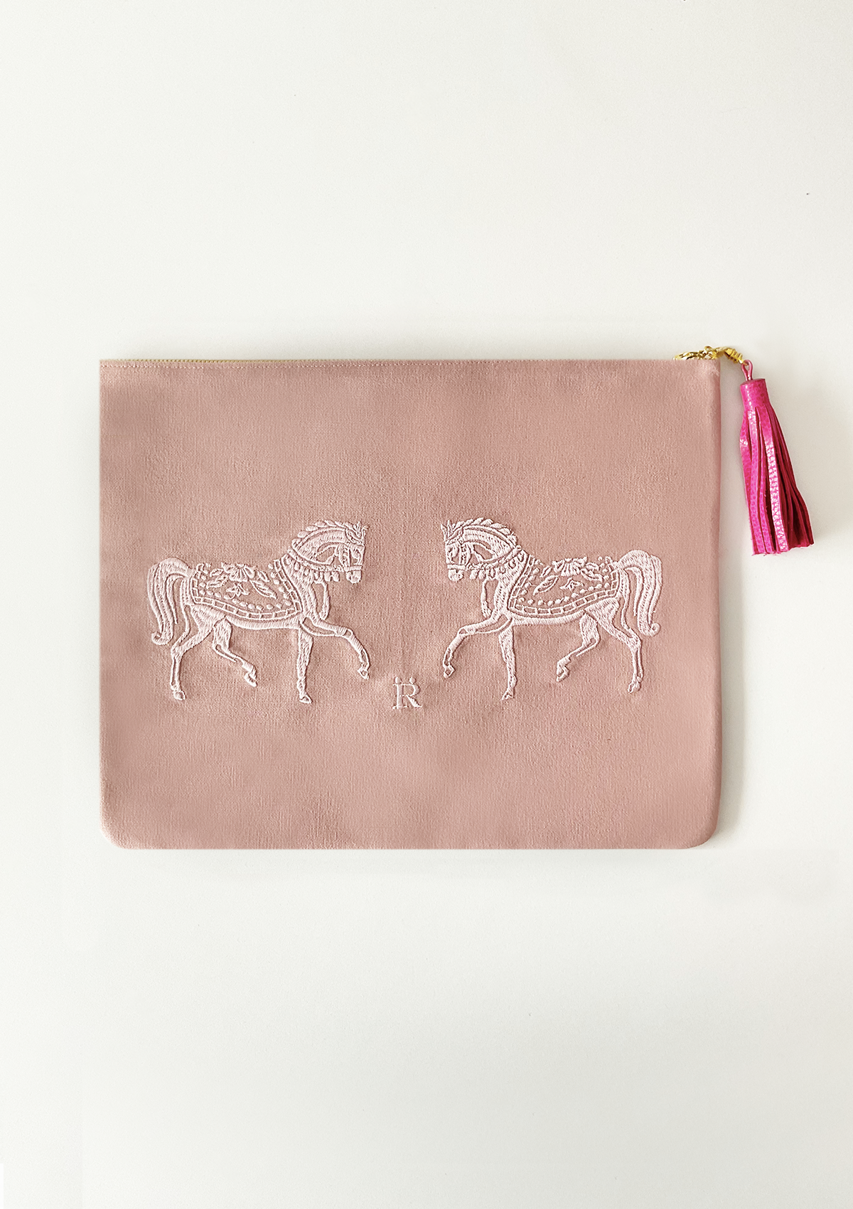 Horses Embroidered Pouch | Rose - Rönner