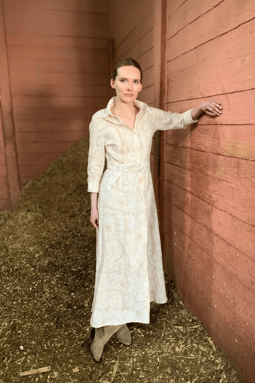Isadora Linen Dress | Ropes Print - RönnerDressSand