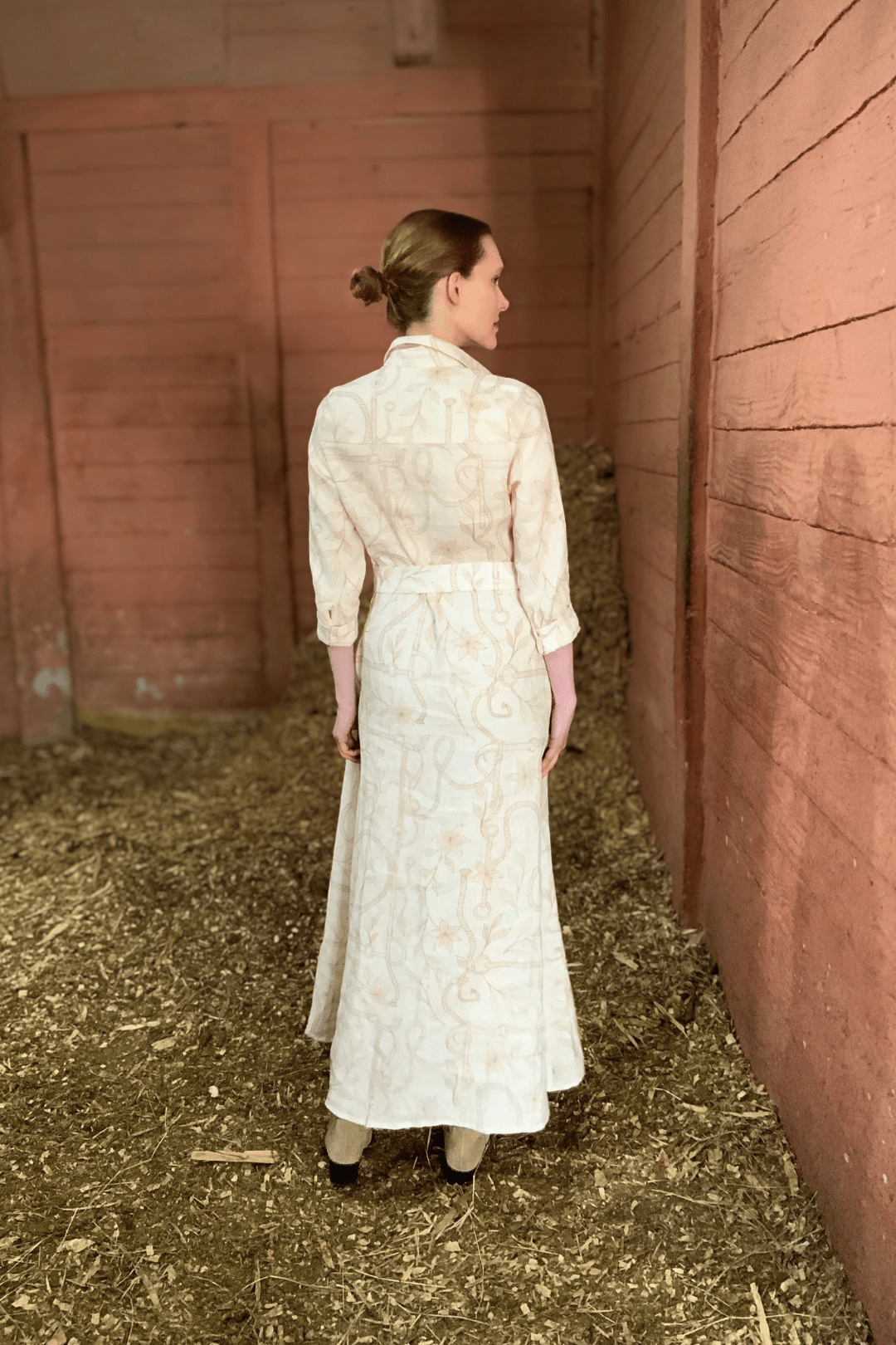 Isadora Linen Dress | Ropes Print - RönnerDressSand