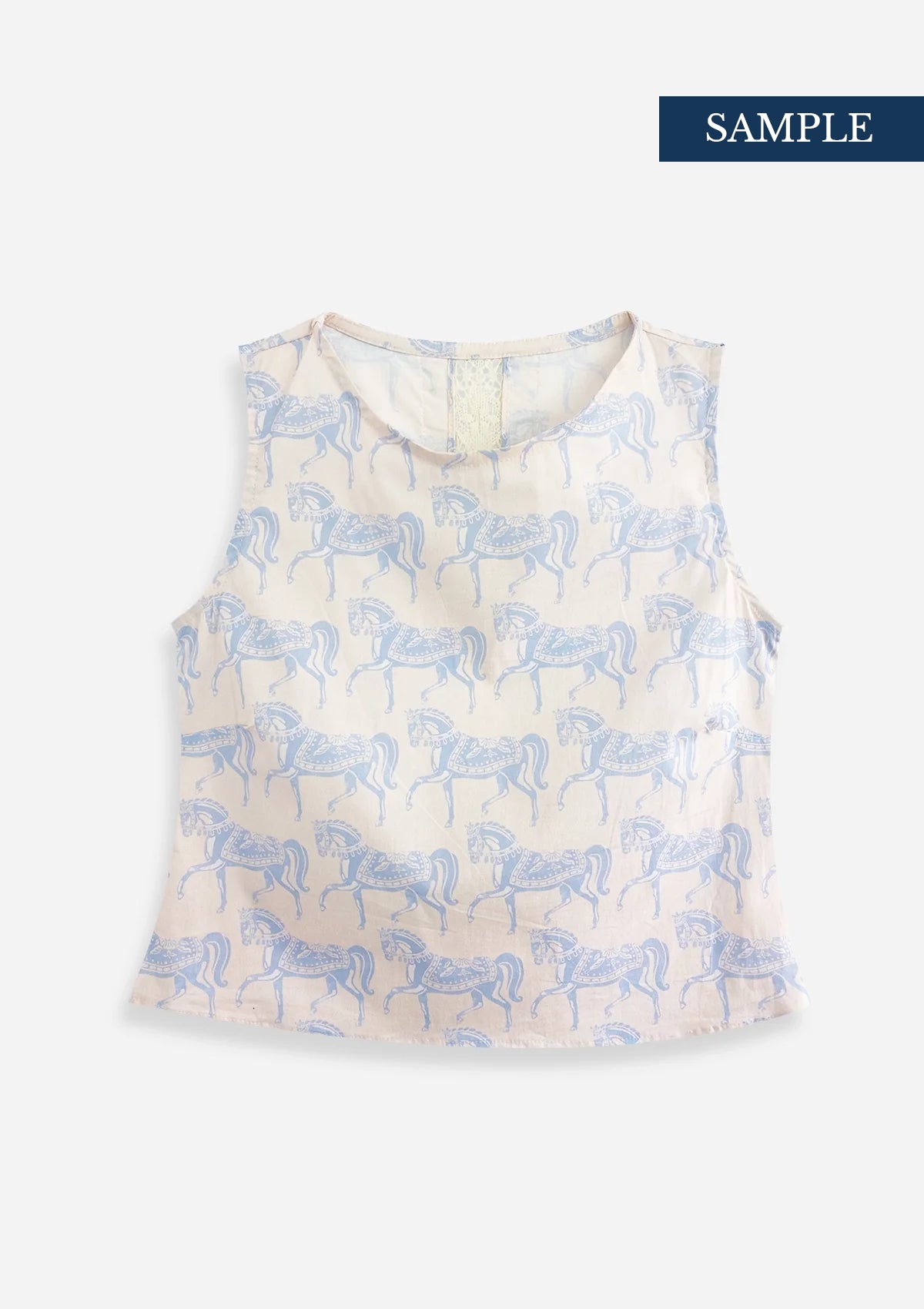 Jazmine Cotton Top | Blossomare Print | Cream and light blue | Extra 20% OFF