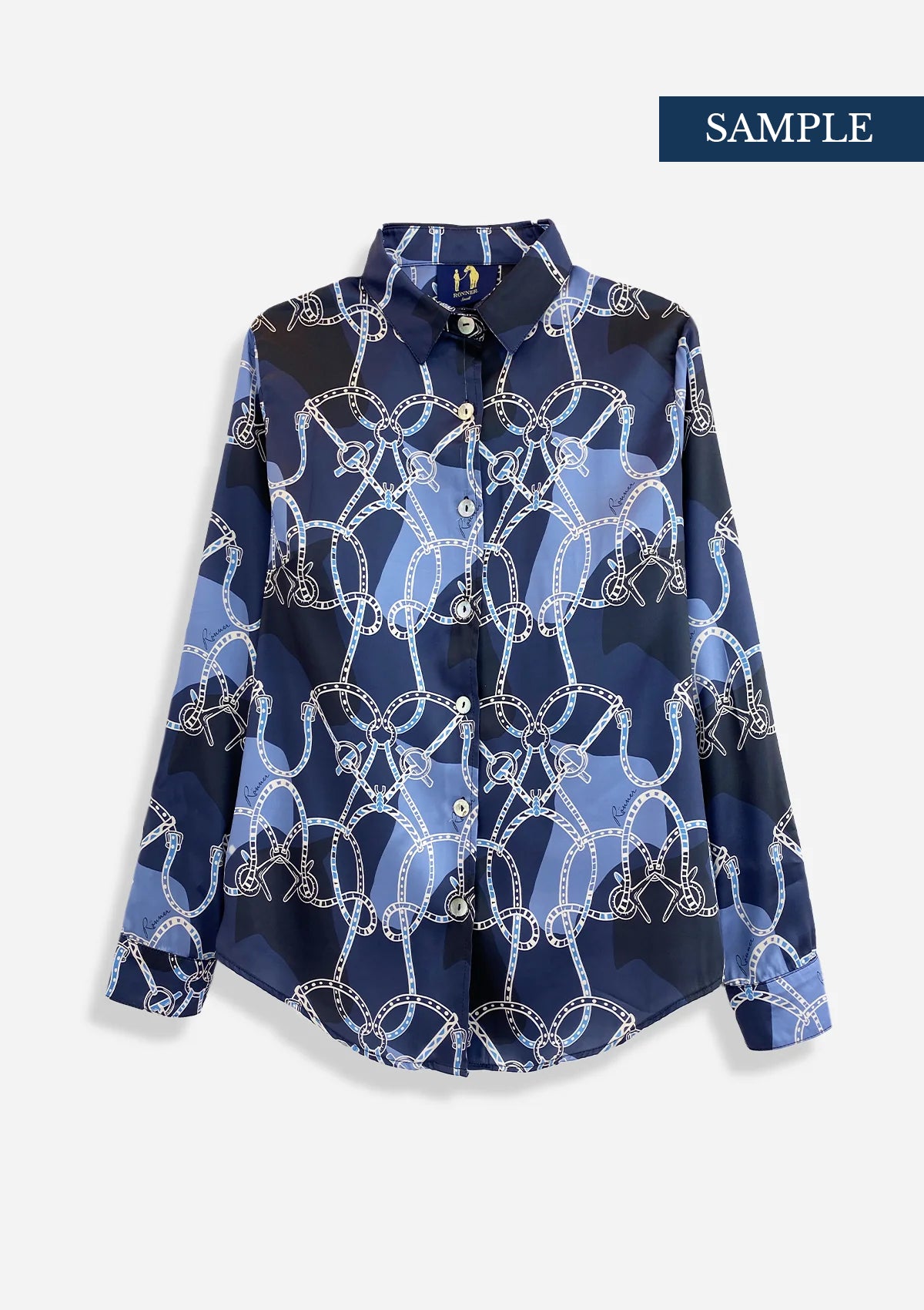 Juliet Button-down Shirt | Saddlery Print | Navy