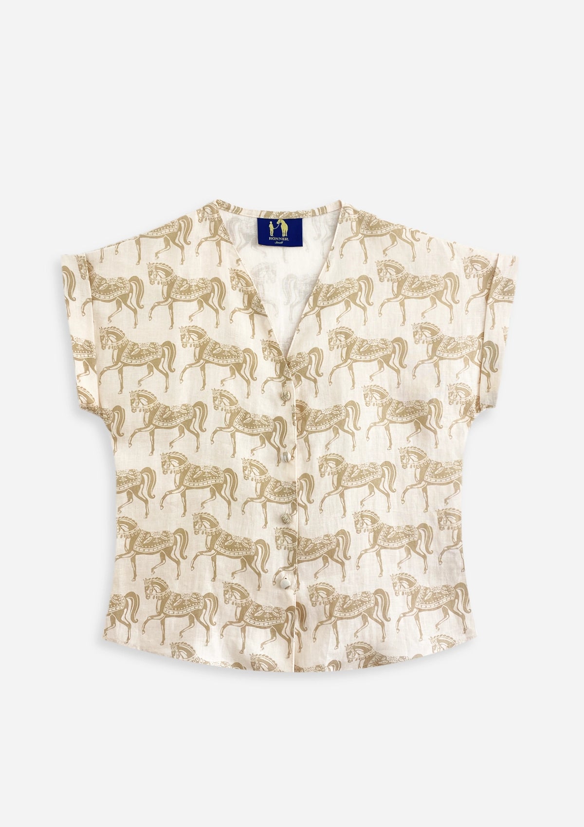 Lila Linen Shirt | Blossomare Print | Neutral