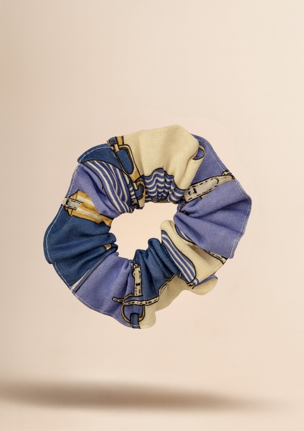 Linen Hair Scrunchie | Jubilea Print - RönnerBlue & Nude