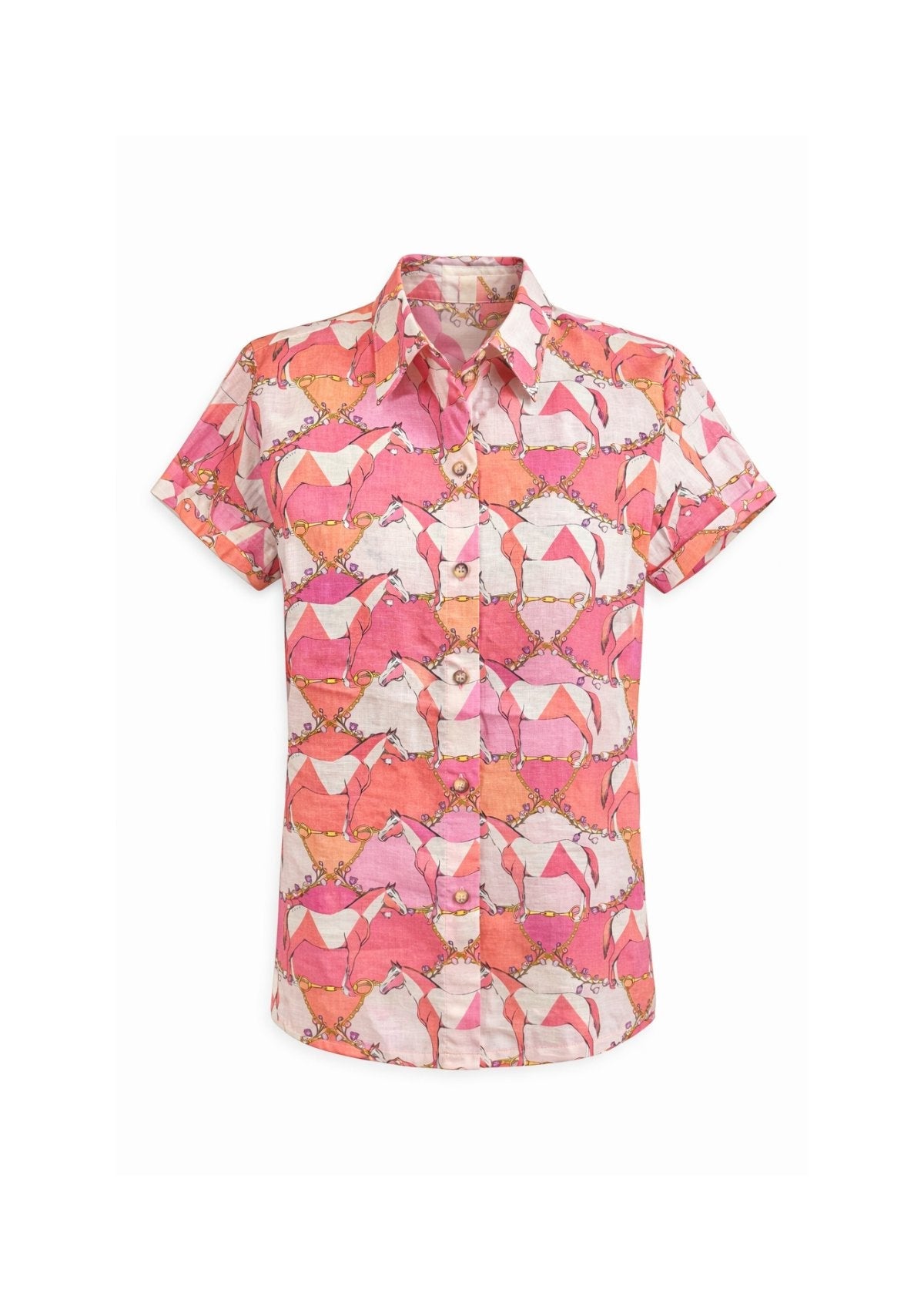 Linen Shirt | Geo - Horses | Pink - RönnerS