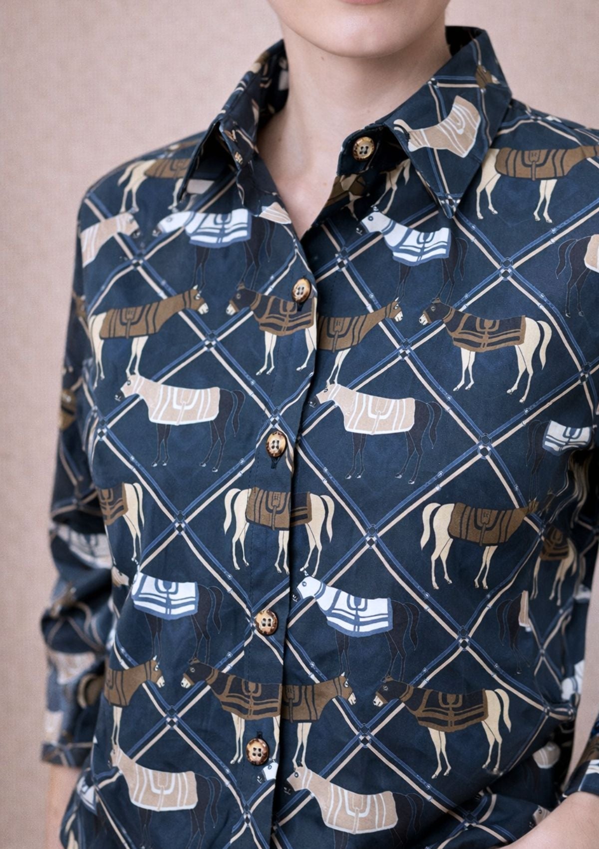 Linen Shirt | Victory Print | Navy - Rönner
