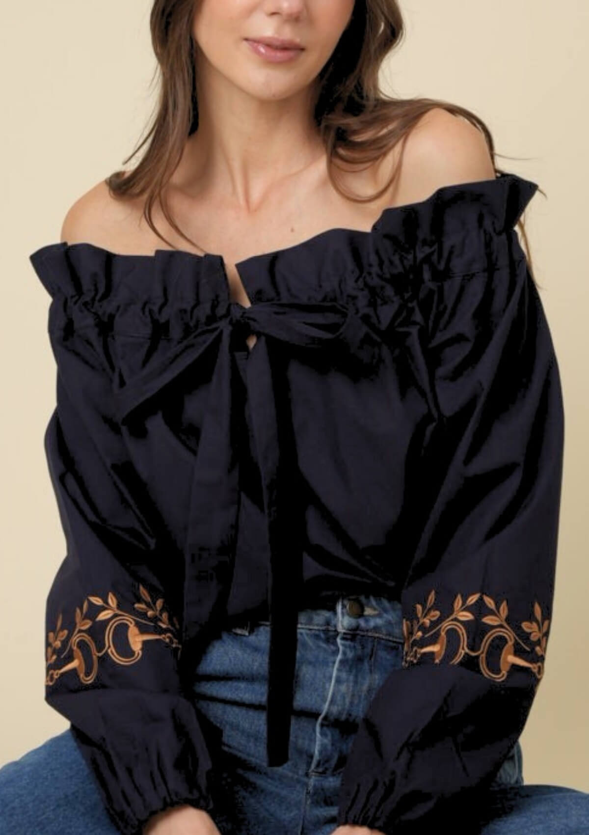 Lisette Blouse | Embroidered | Navy