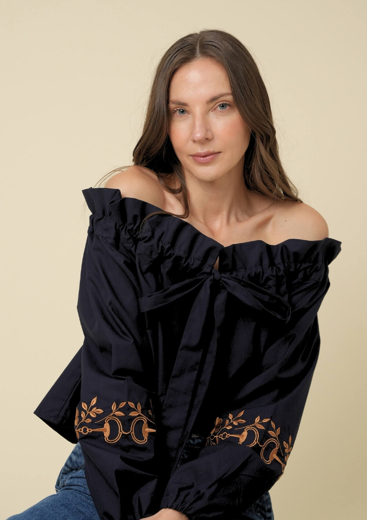 Lisette Blouse | Embroidered | Navy