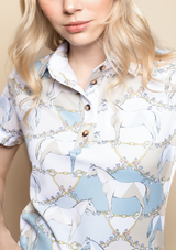 Chroma Polo-Shirt | Short Sleeve | Geo Horses Celeste | High-tech
