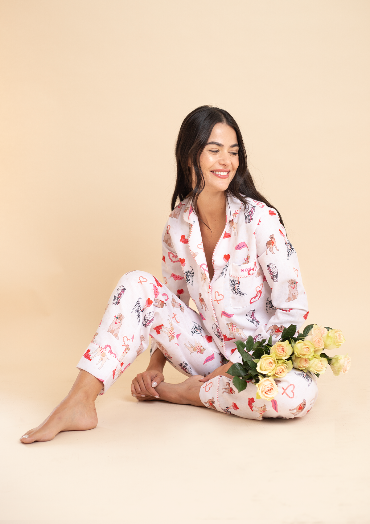 Loyal Luck PJ's Set | Long Sleeve | White | Equestrian Sleepwear Collection