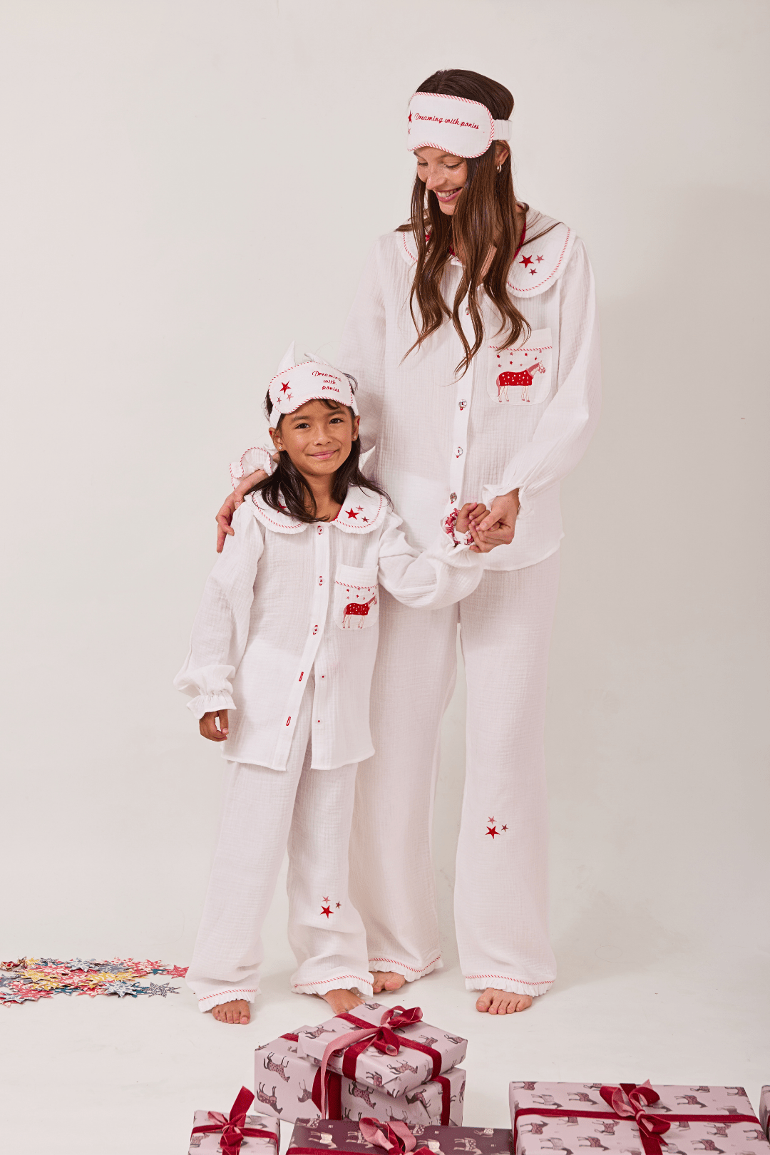 Lucky Stars Horses Pajama Set | Cranberry Limited Edition - RönnerLong Sleeve SetWhite