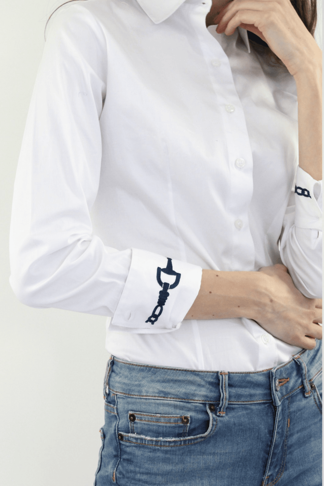 Margarita Cotton Shirt | Embroidered Sleeves | White - RönnerShirtXS