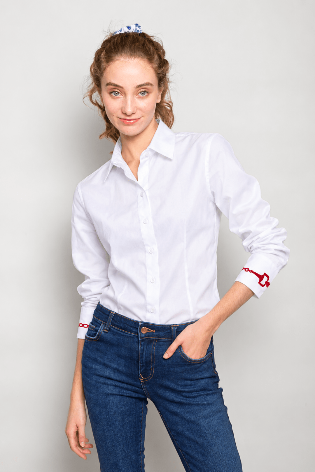 Margarita Cotton Shirt | Embroidered | White - RönnerShirtWhite and Red