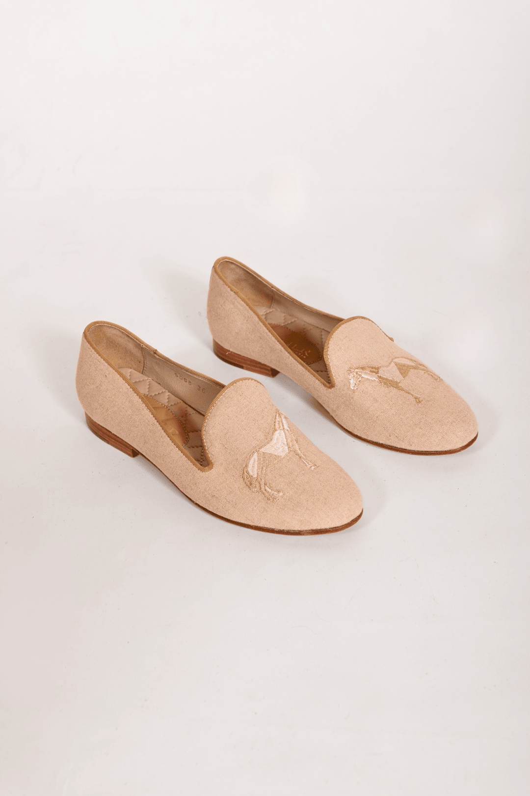 Mimosa Linen Slippers | Geo Horses - RönnerLoafersBeige