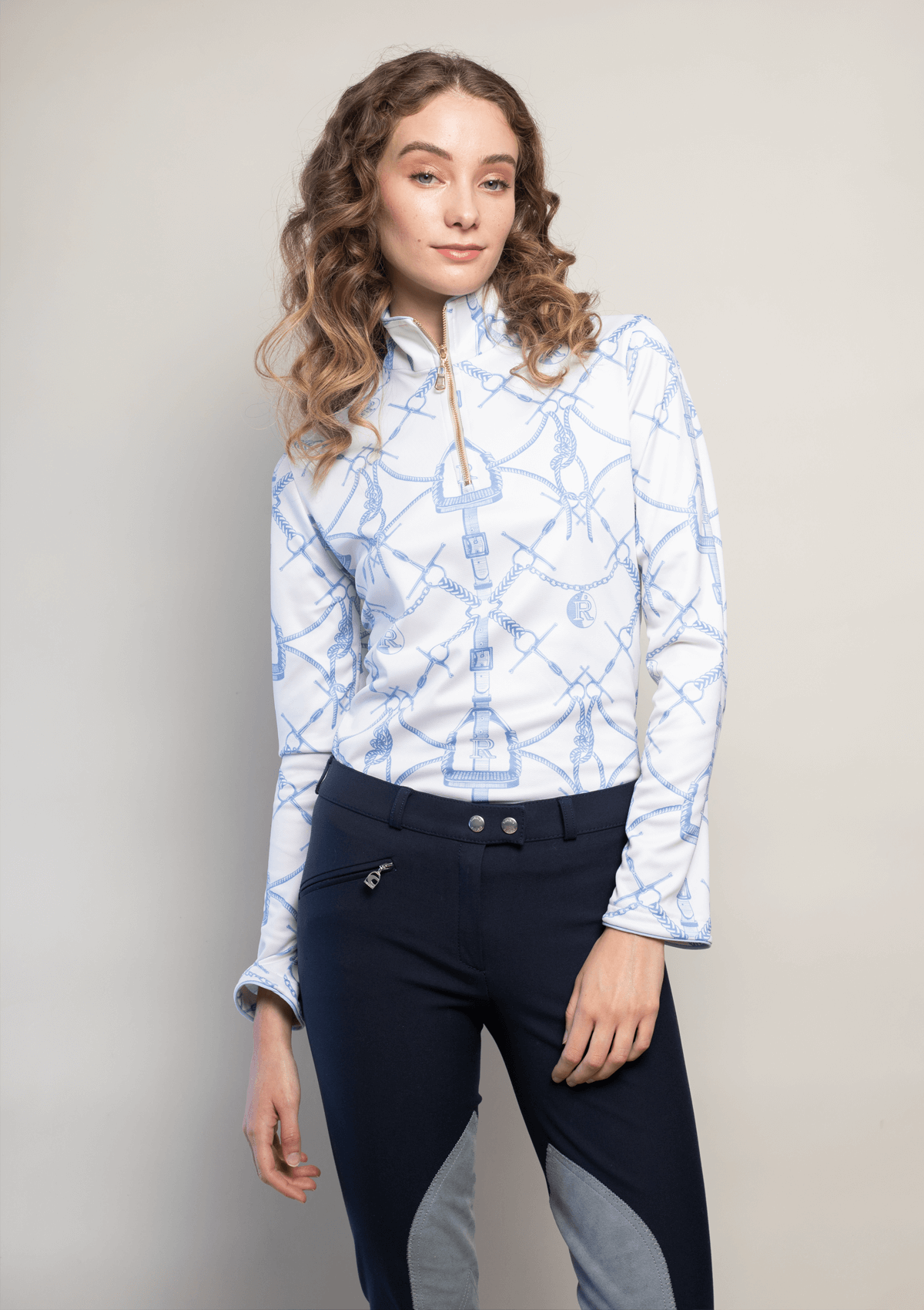 Eleanor Q-Zip | Long Sleeve | Morsetti Print | Marine