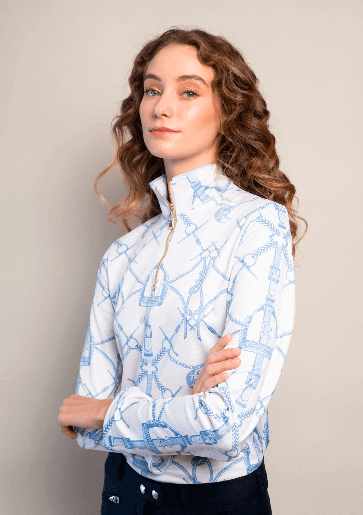 Eleanor Q-Zip | Long Sleeve | Morsetti Print | Marine