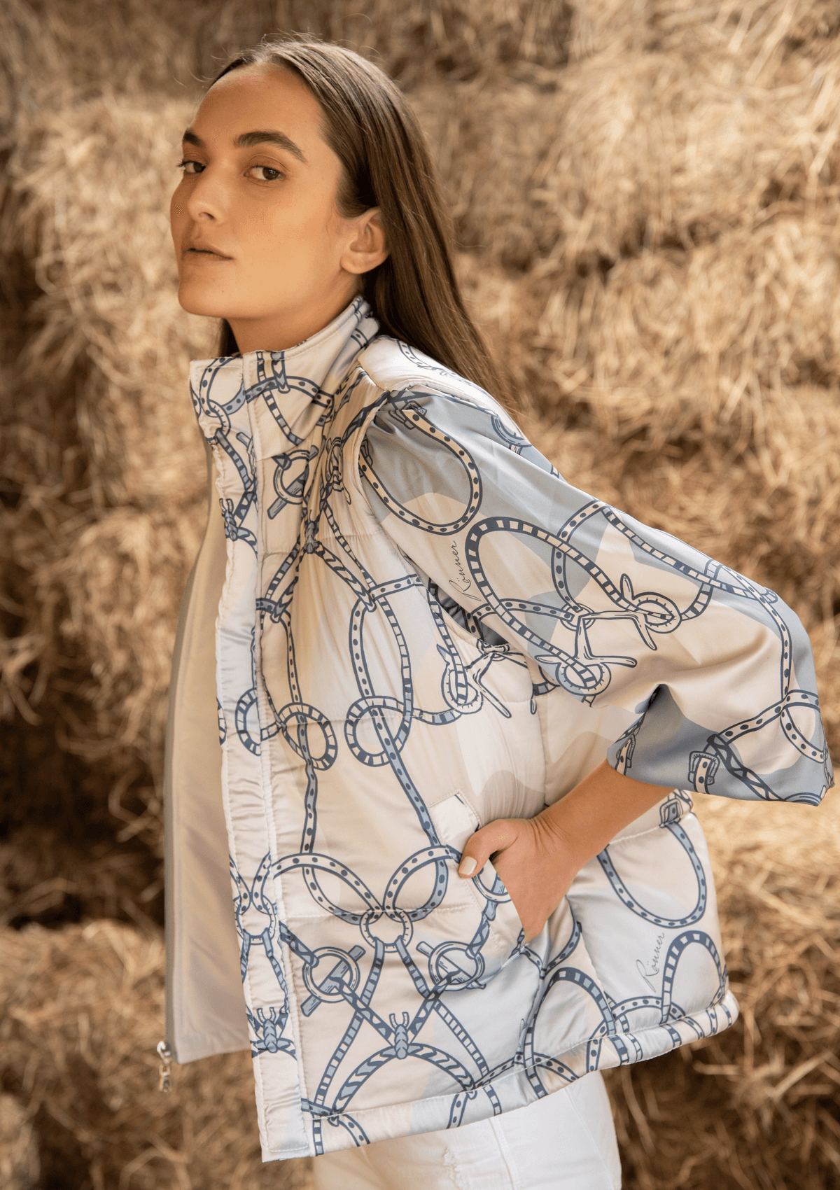 Mystic Vest | Saddlery Print | Light Blue