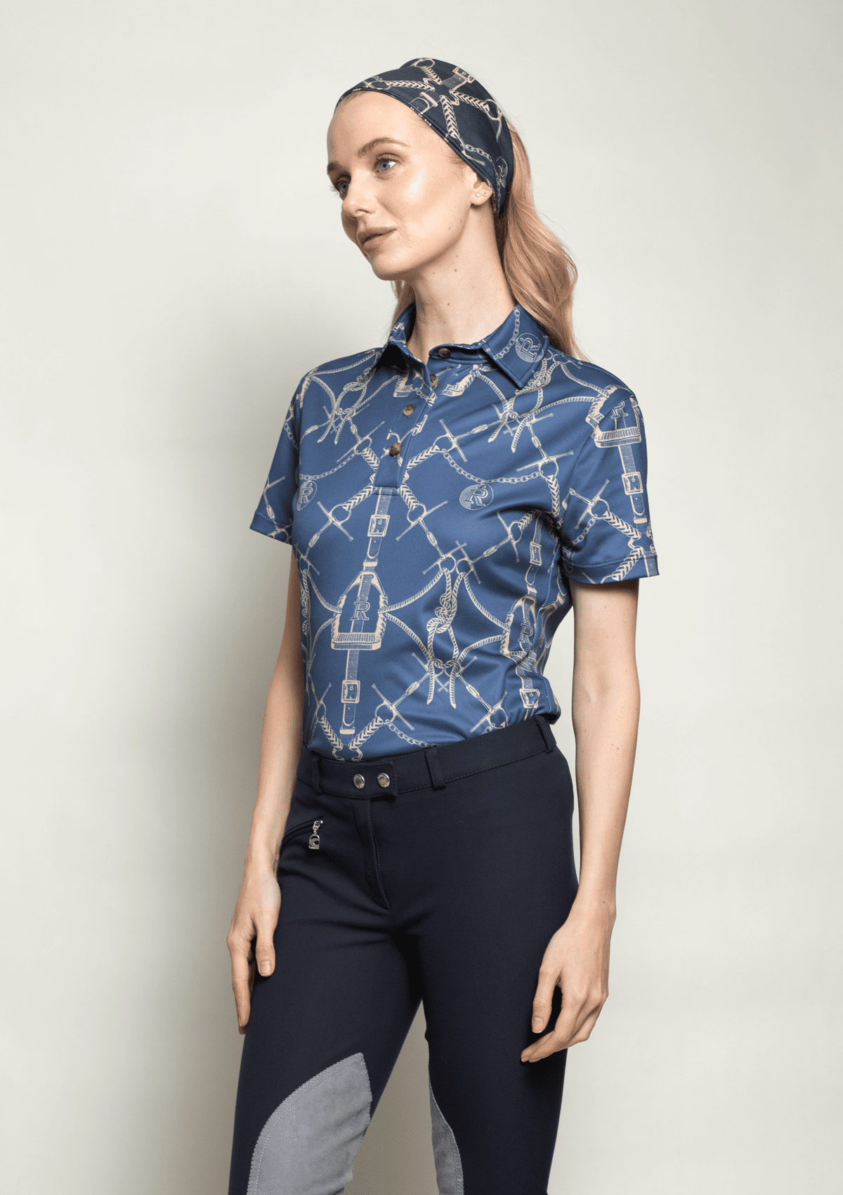 Noelia Polo - Shirt | Short Sleeve | Morsetti Print | Navy | Sample - RönnerPolo ShirtXXL