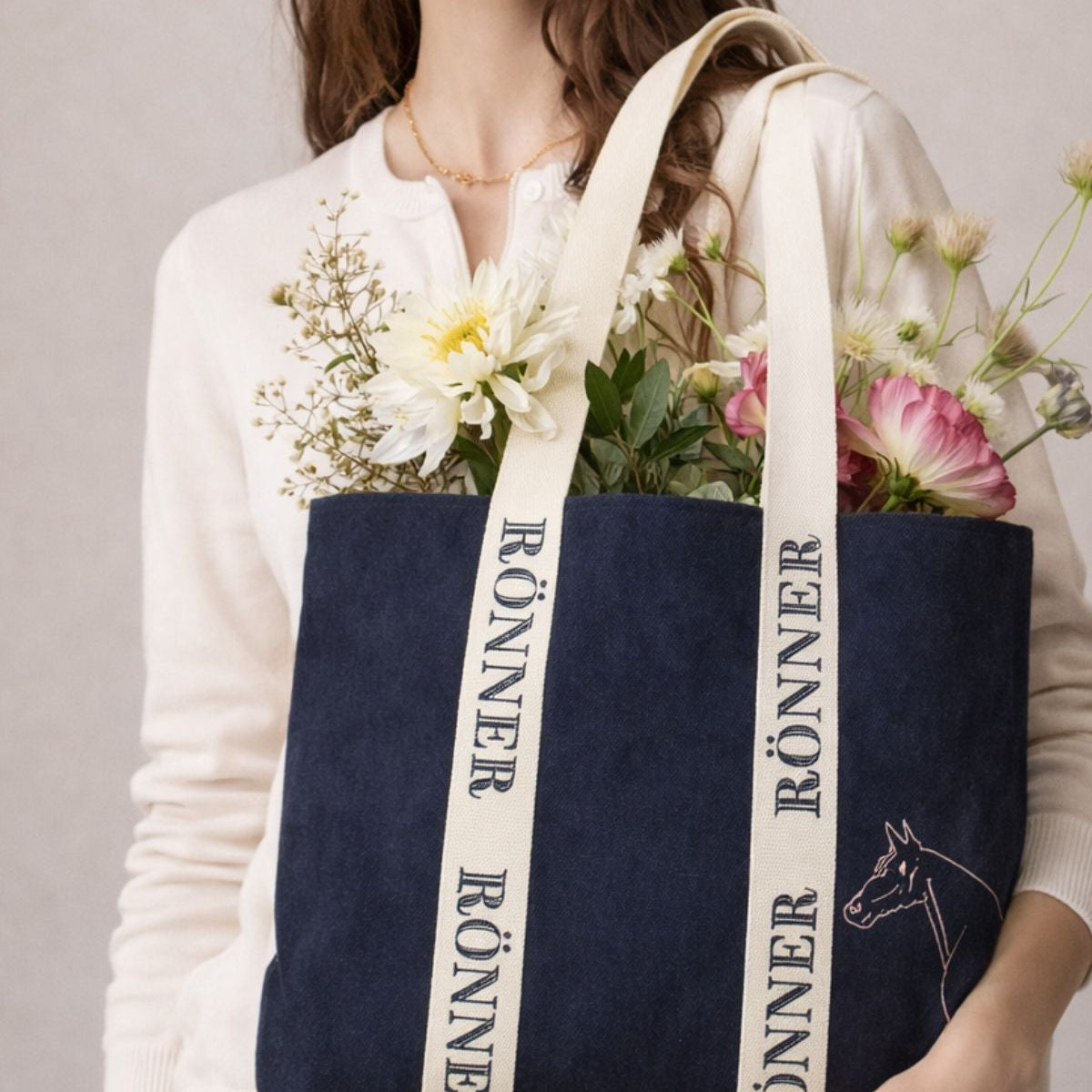 Canvas Tote Backback Equestrian themed XL The Horse Show Bag Equestrian Canvas Tote Bag – Le Cheval  main image 4