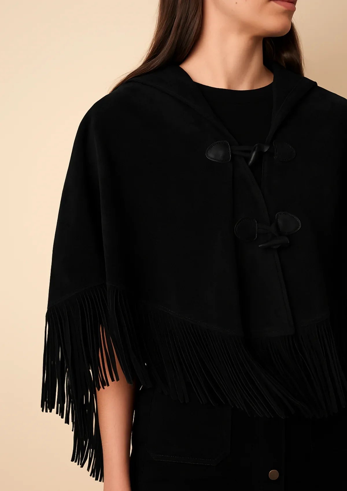 Pampa Suede Poncho | Suede Leather - RönnerVestBlack and Gold