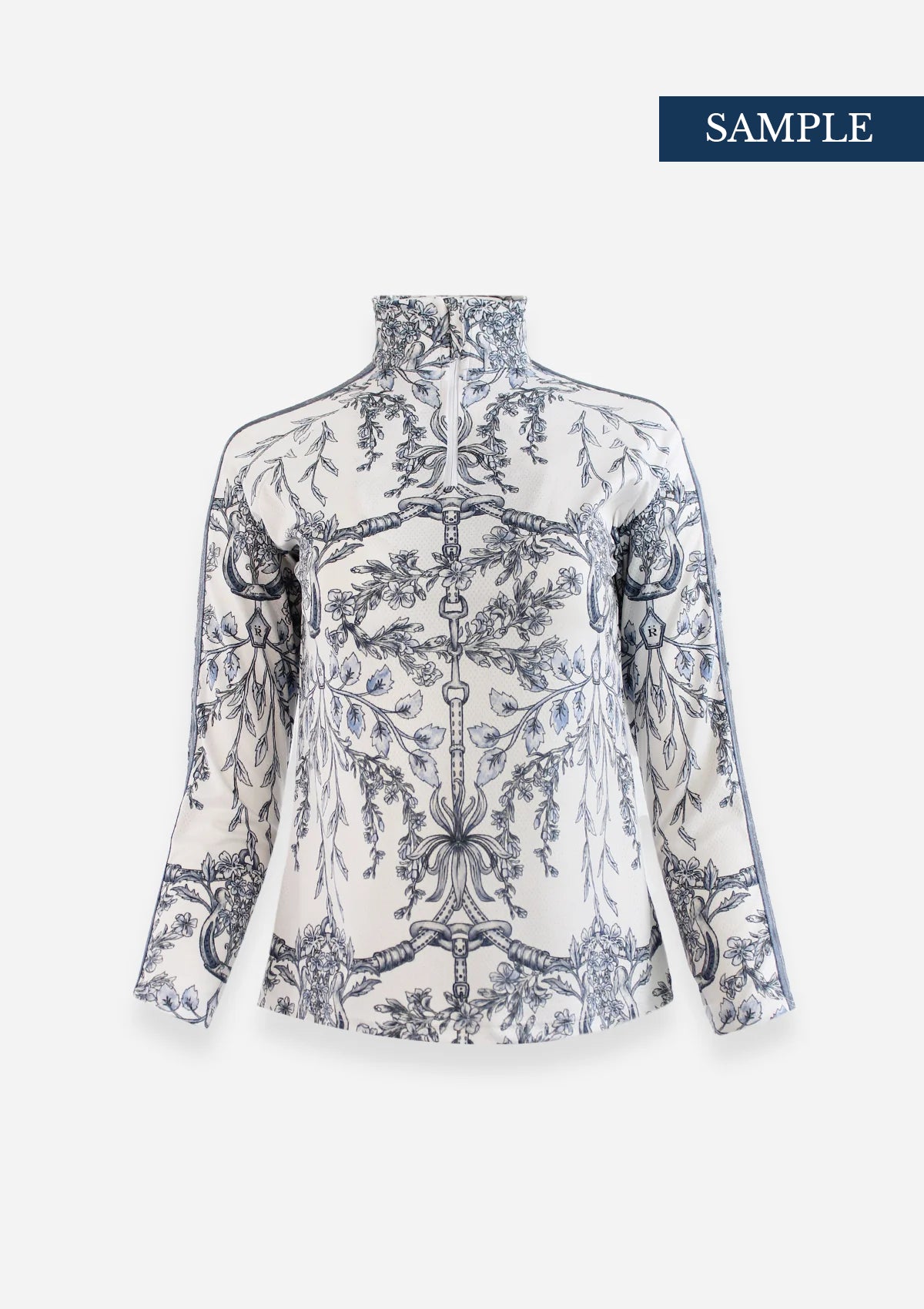 Plume Quarter-Zip Long Sleeve Equiflora Print | Azure