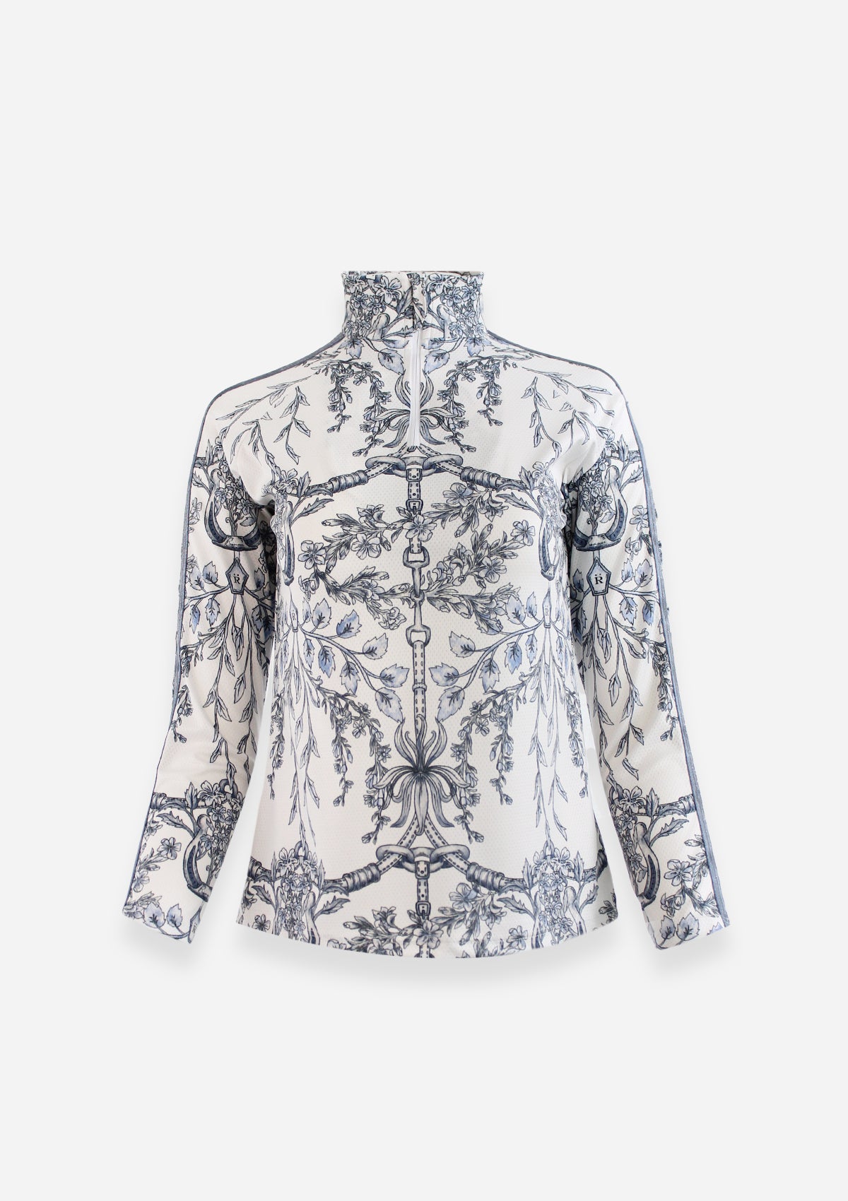 Plume Quarter-Zip Long Sleeve Equiflora Print | Azure