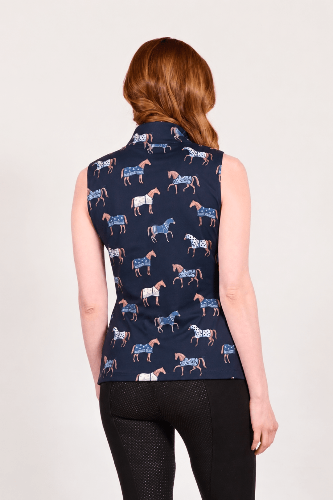 Poise Printed Sleeveless Q-Zip - RönnerShirtNavy