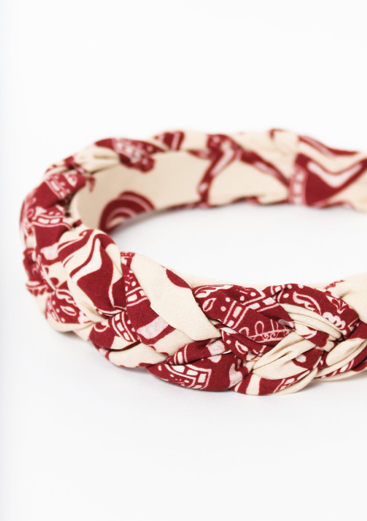 Printed Knotted Hairband | Blossomare Print | Crimson Cream - RönnerCrimson & Cream