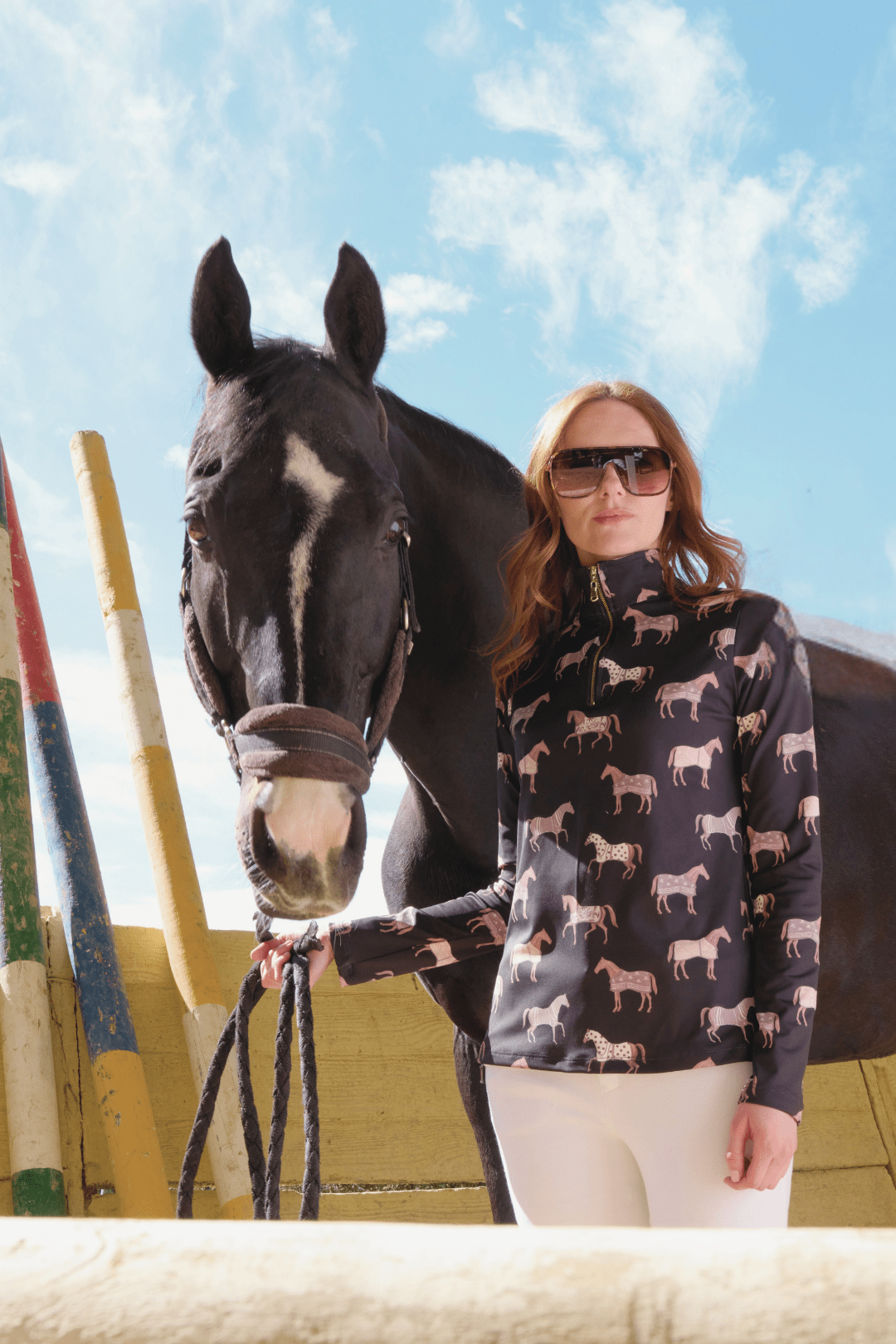 Q-Zip | Poise Print | Long Sleeve - RönnerShirtBlack & Cream