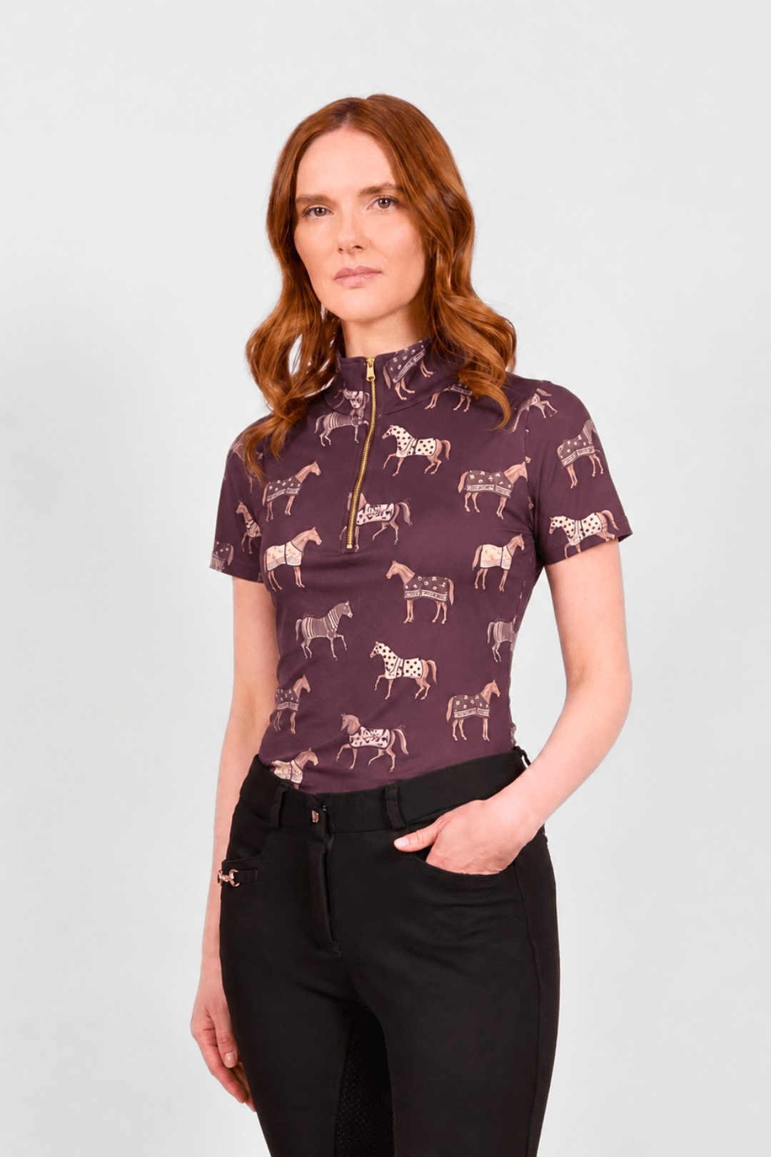 Q-Zip | Poise Print | Short Sleeve - RönnerShirtBurgundy