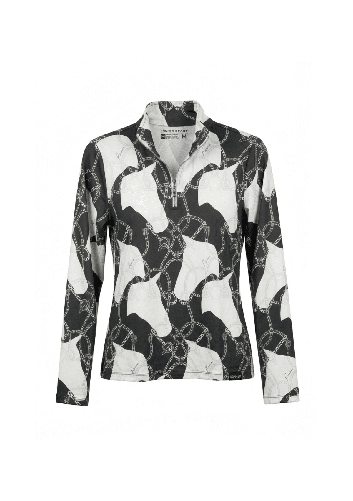 Quarter Zip | Long Sleeve | Saddlery Print | Black & White - RönnerM