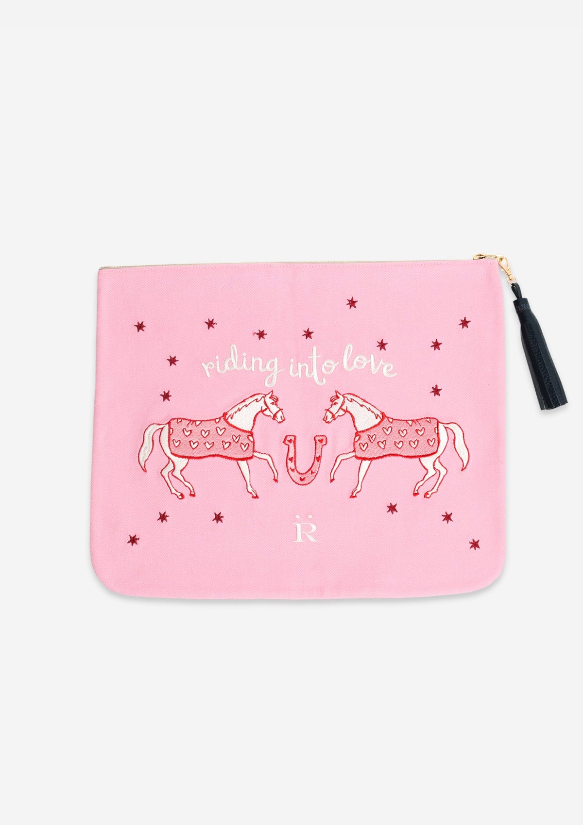 Riding Into Love | Embroidered Pouch | Pink - RönnerPouch
