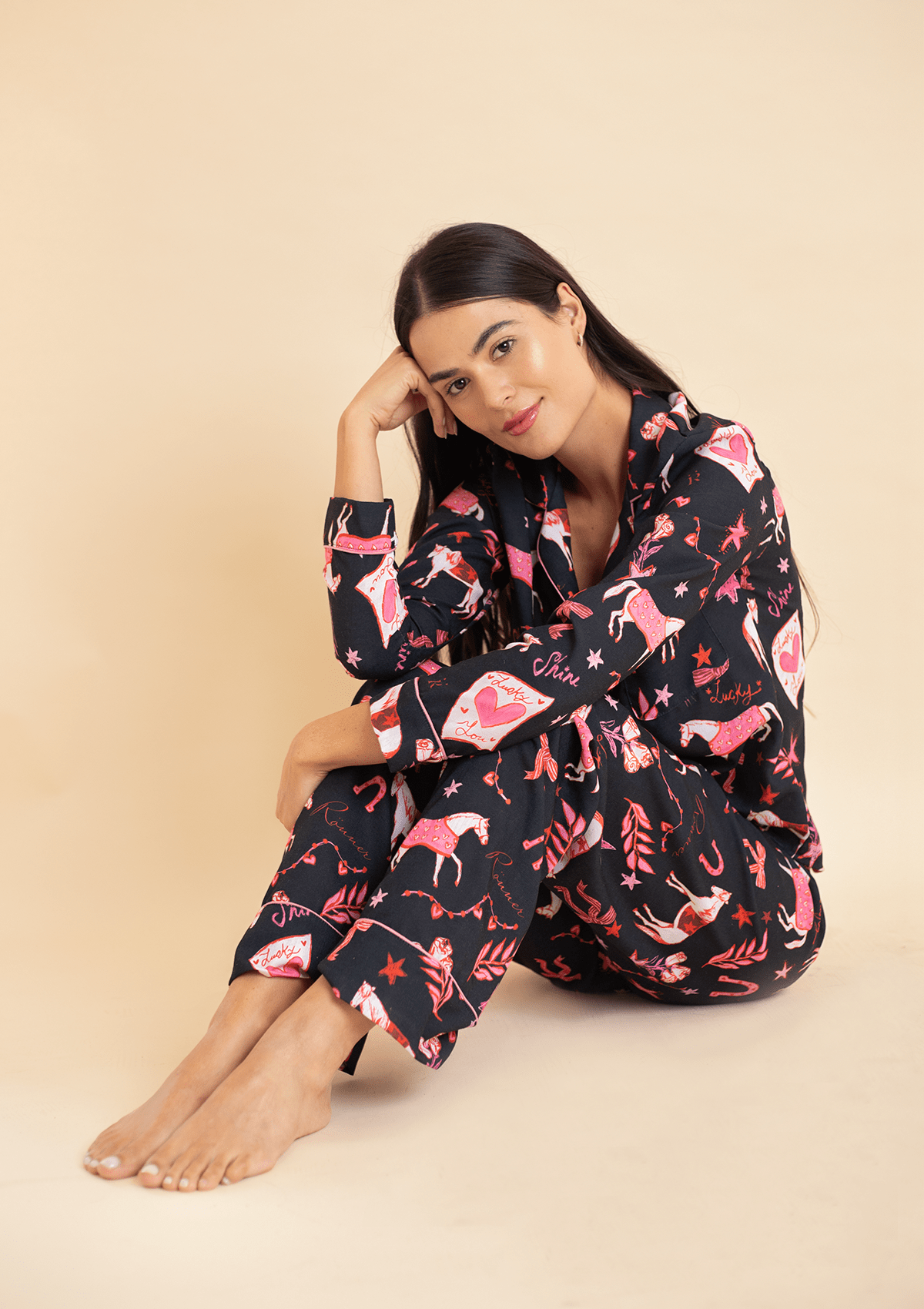 Riding The Stars PJ's Set | Long Sleeve - RönnerPajamasBlack and Gold