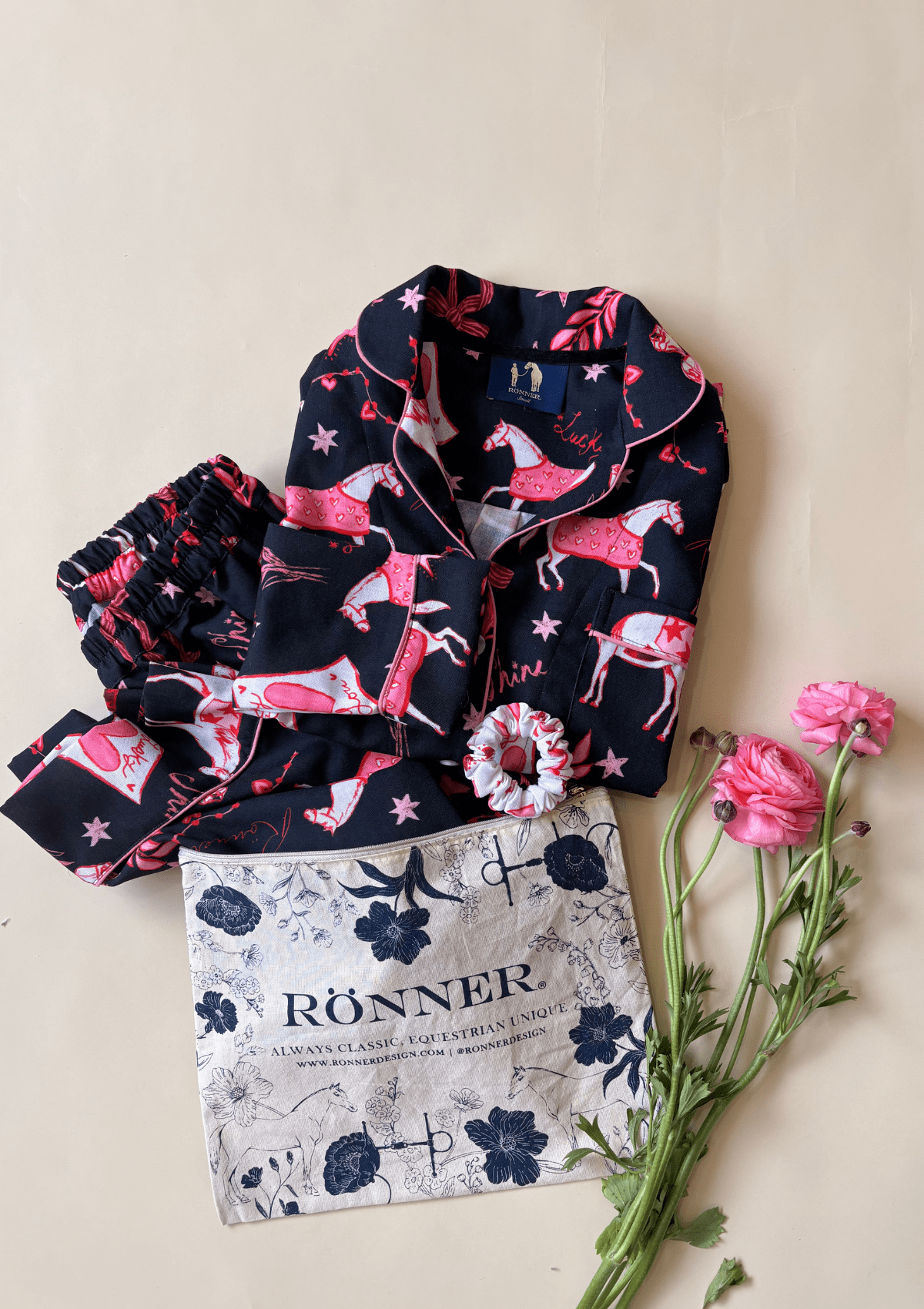 Riding The Stars PJ's Set | Long Sleeve - RönnerPajamasBlack and Gold