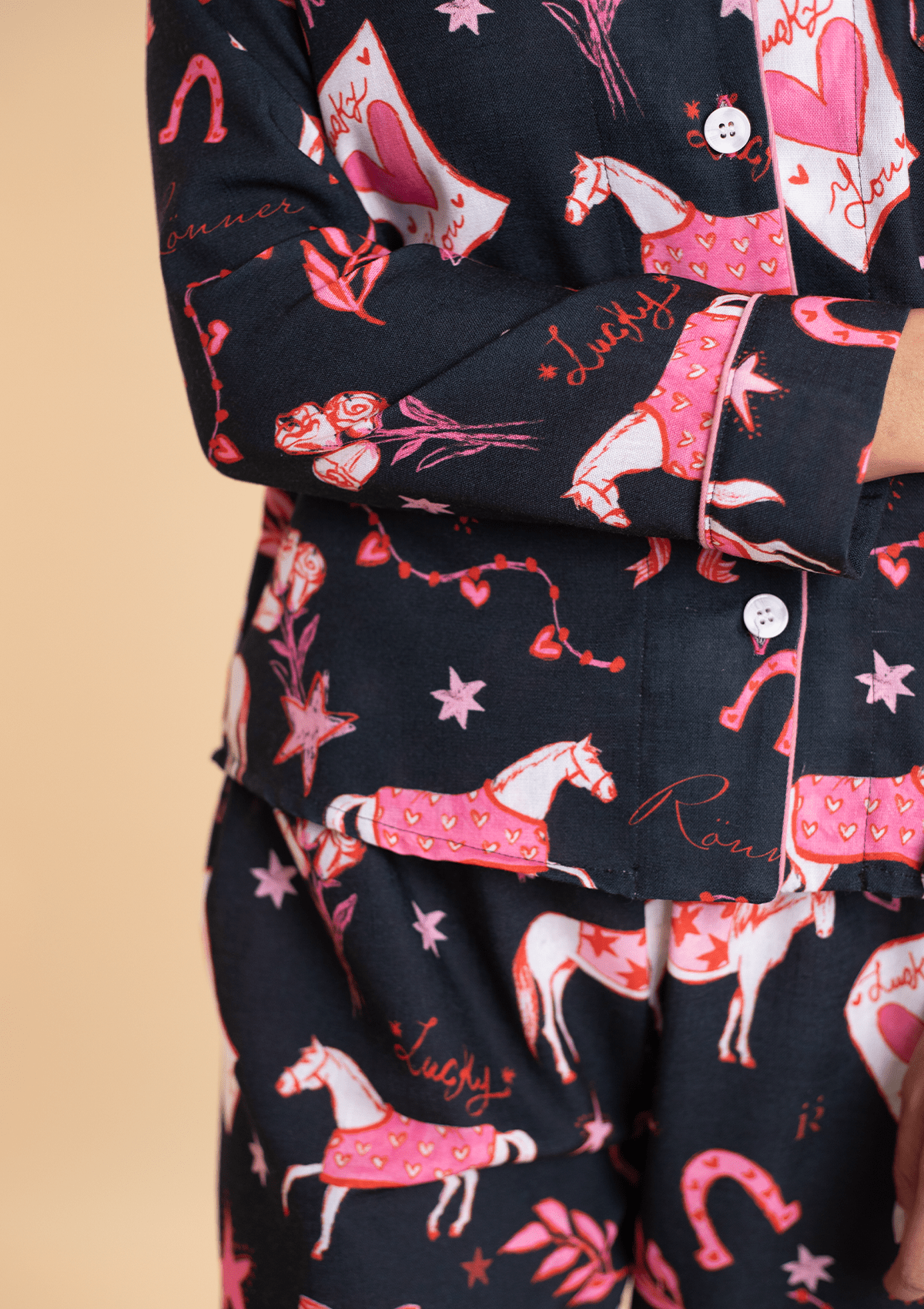 Riding The Stars PJ's Set | Long Sleeve - RönnerPajamasBlack and Gold
