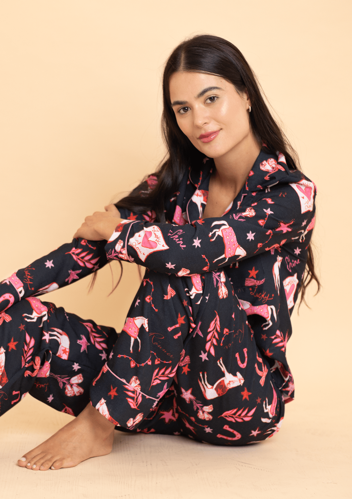 Riding The Stars PJ's Set | Long Sleeve - RönnerPajamasBlack and Gold