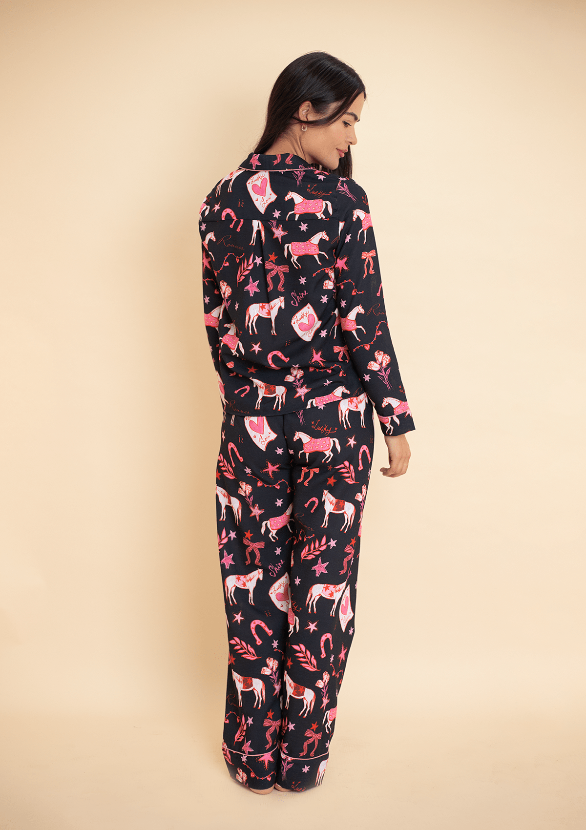 Riding The Stars PJ's Set | Long Sleeve - RönnerPajamasBlack and Gold
