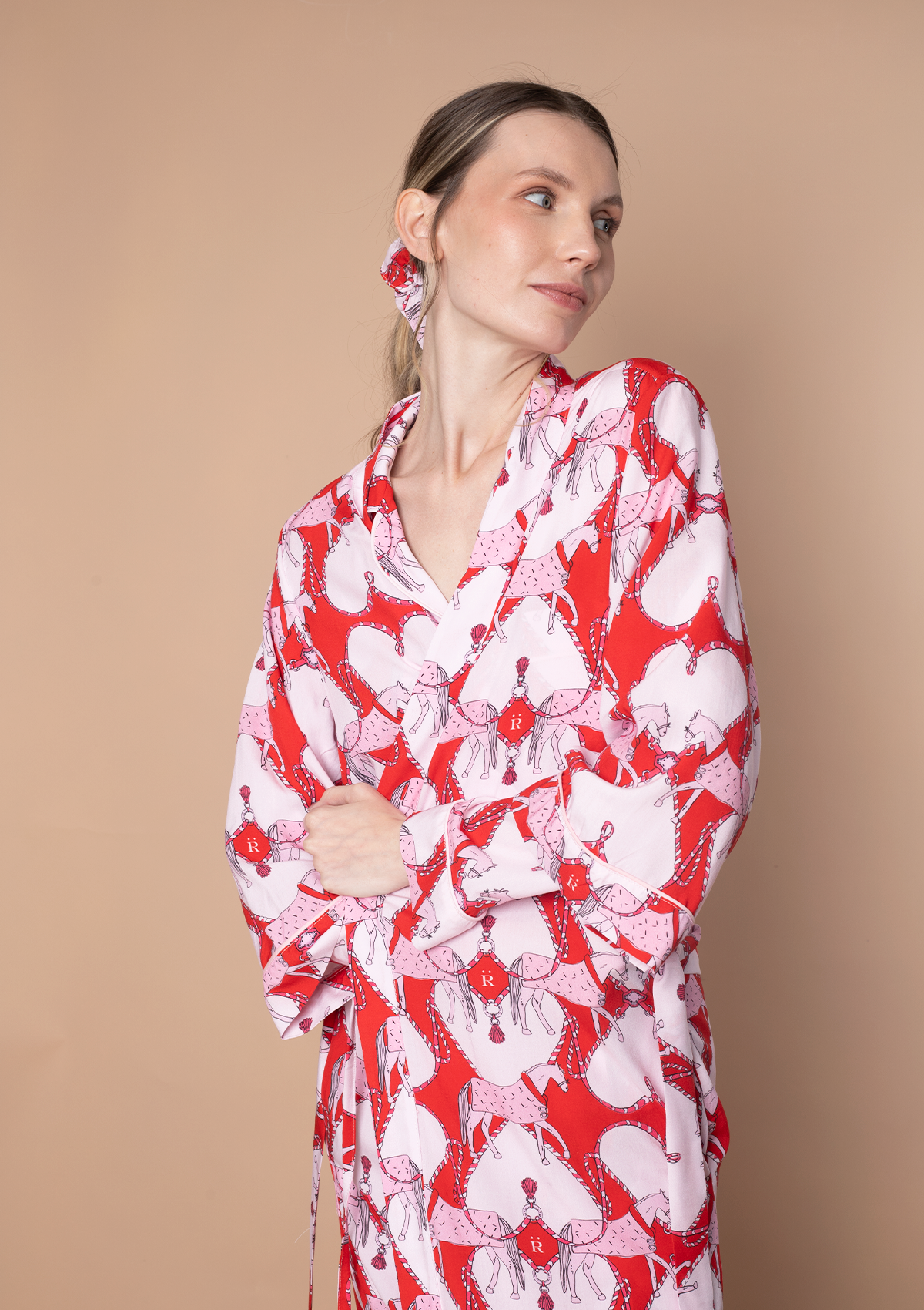 Horsebond Robe | Red & White | Equestrian Sleepwear Collection