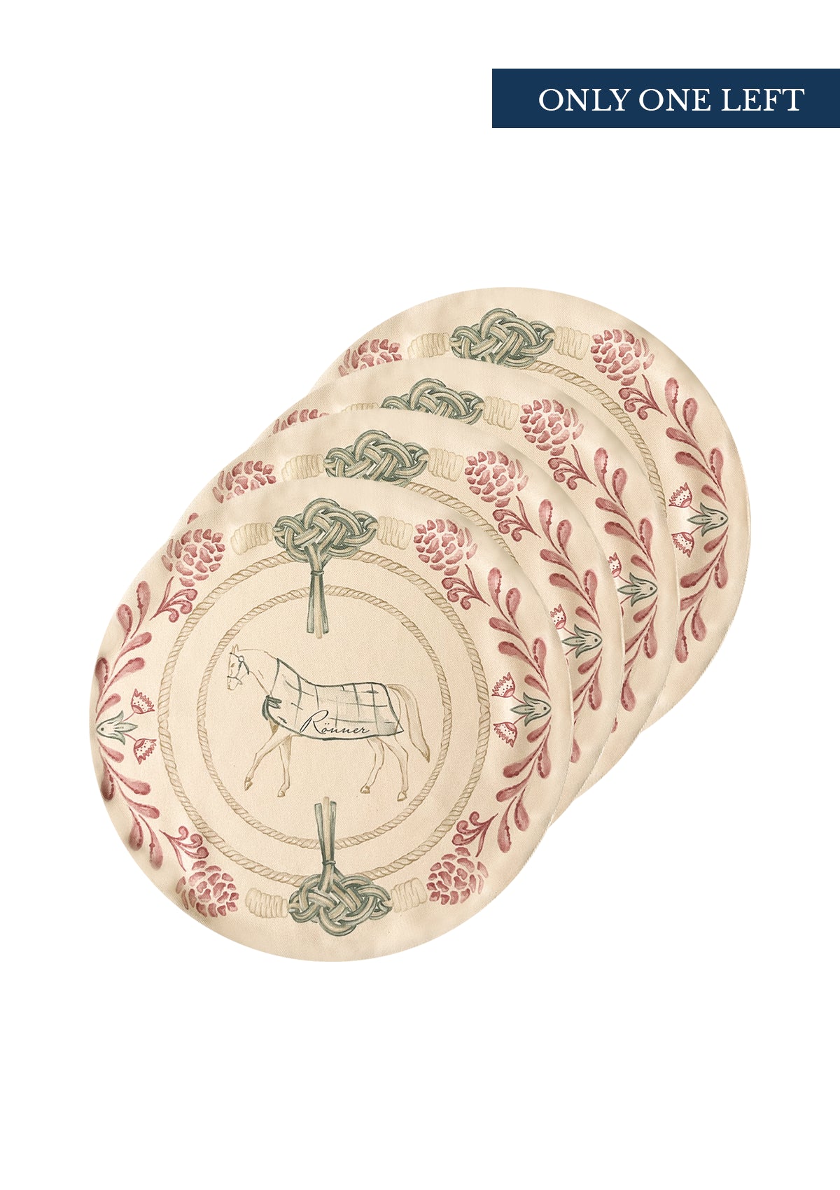 Round Horses Placemats | Set of 4 | Red