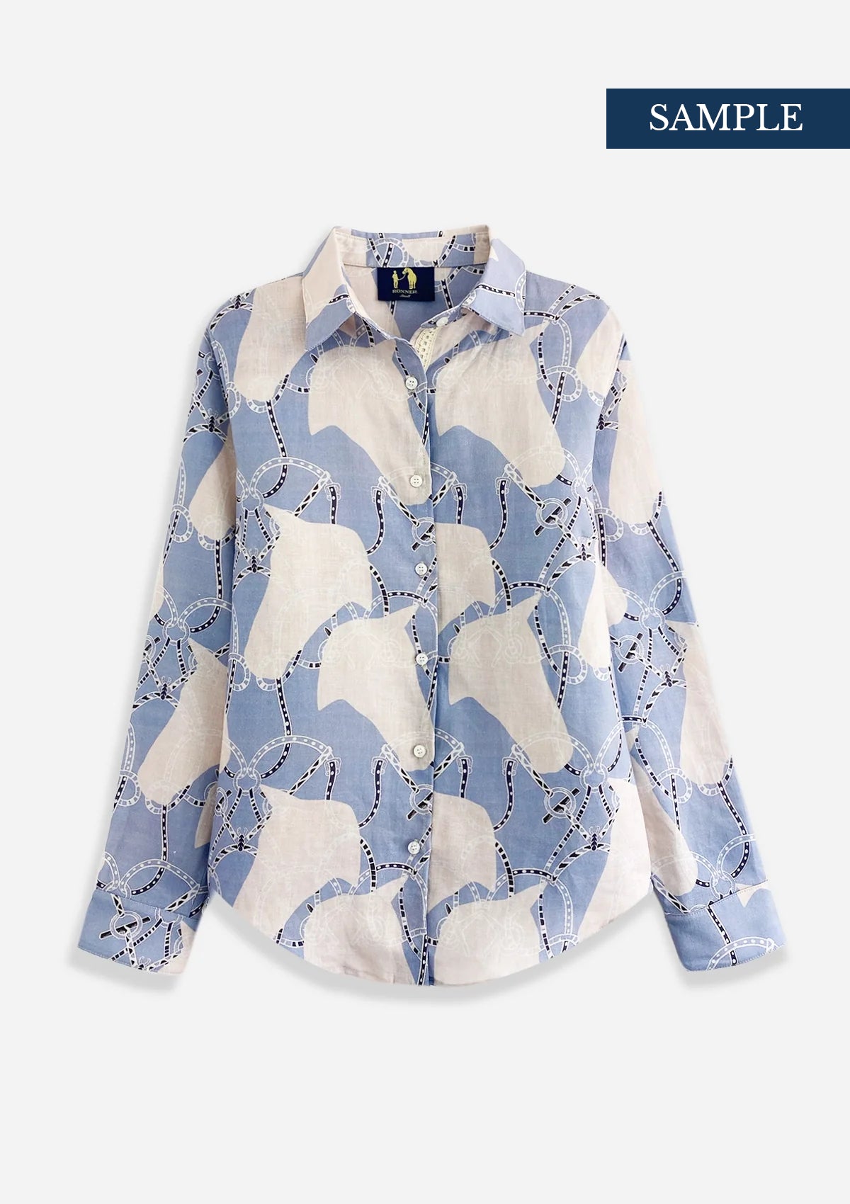 Basic Linen Shirt | Saddlery Print | Azure