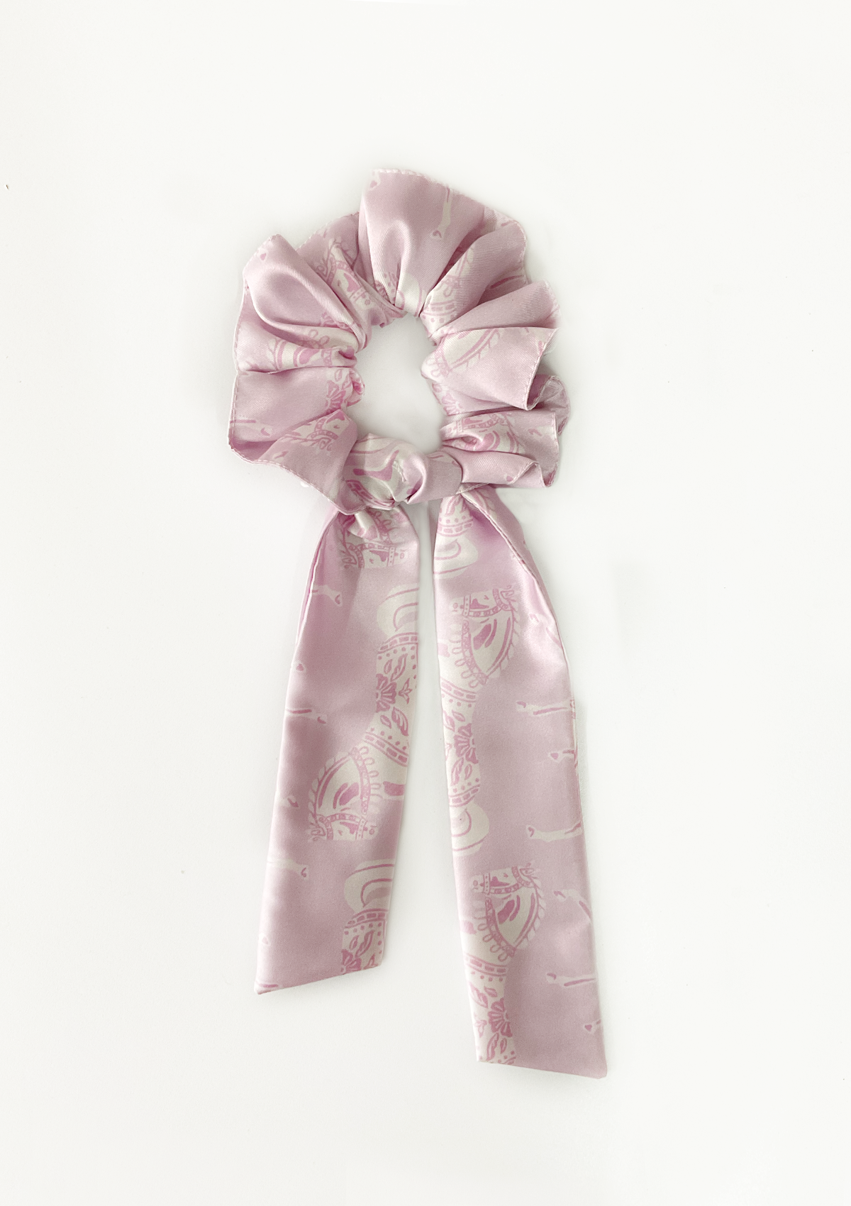 Scarf Hair Scrunchie Blossomare Print | Feather Pink