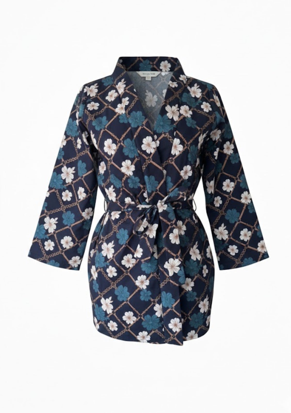 Short Pajama Robe | Bloom Print - RönnerNavy