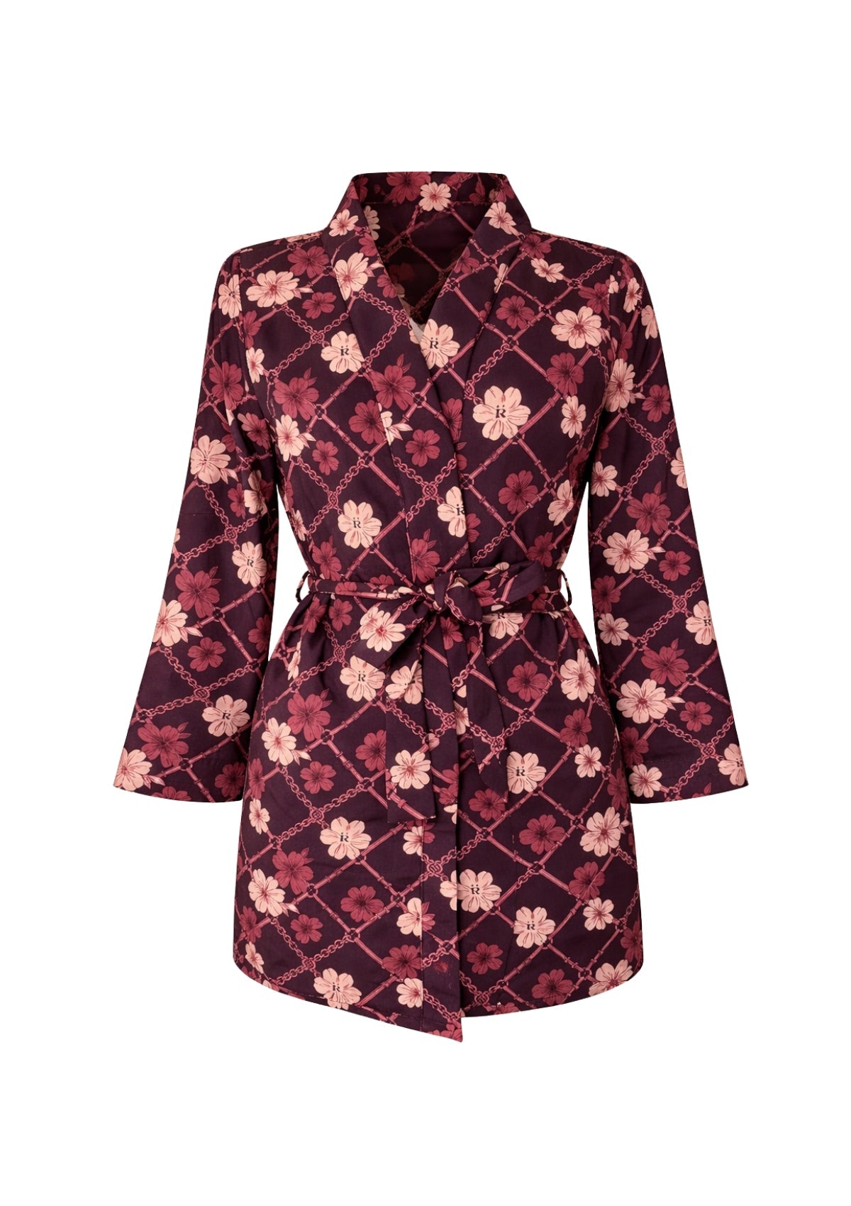 Short Robe | Bloom Print - RönnerBordeaux
