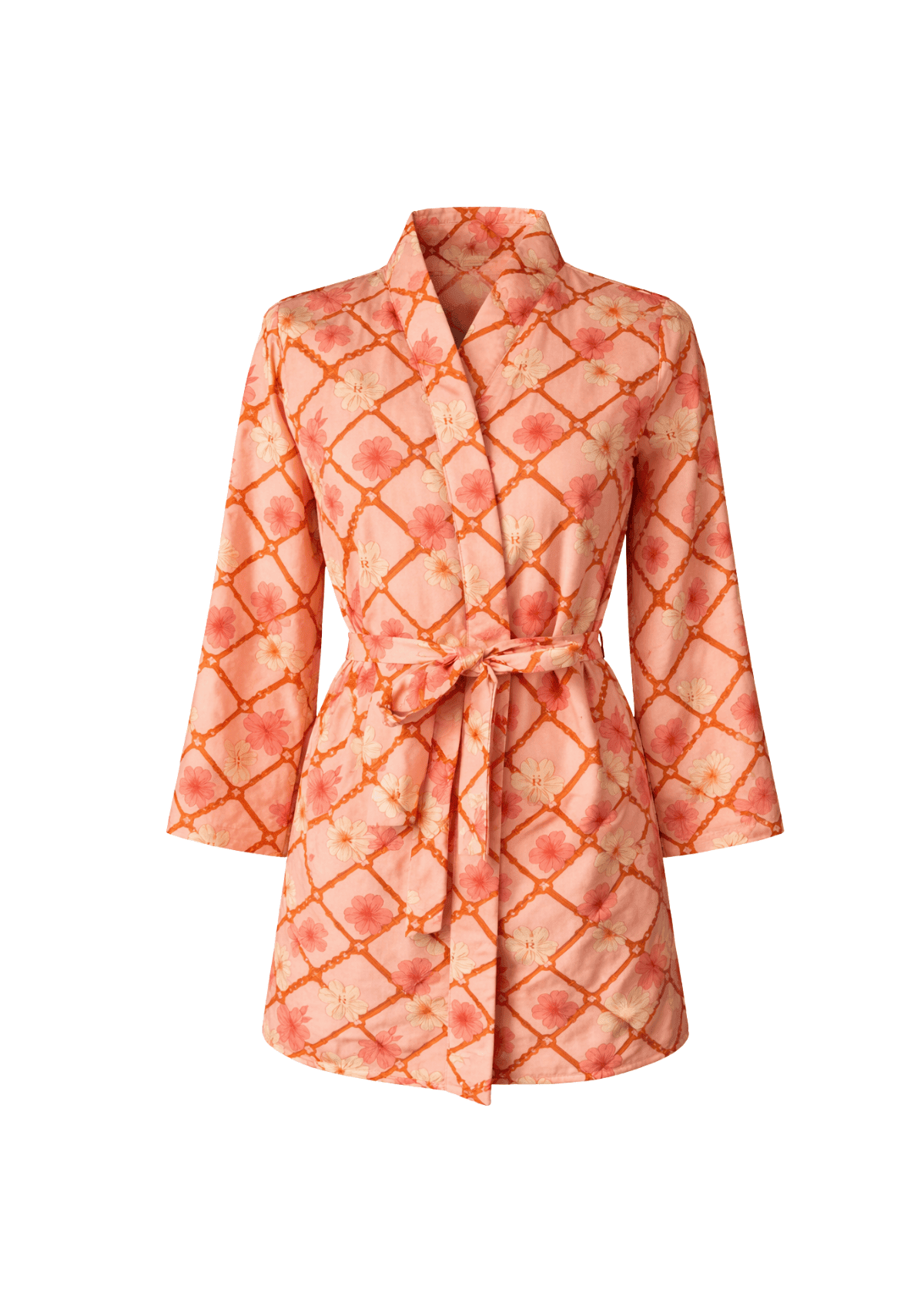 Short Robe | Bloom Print - RönnerPink & Orange