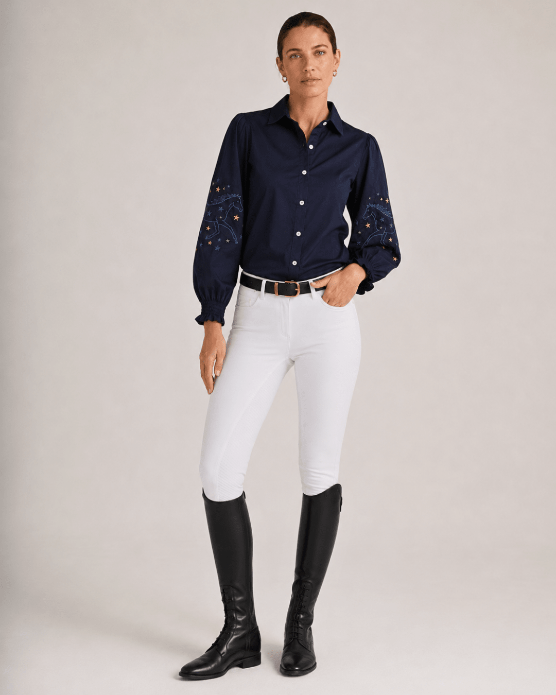 Stella Button | Down Shirt | Embroidered Stars - RönnerXS