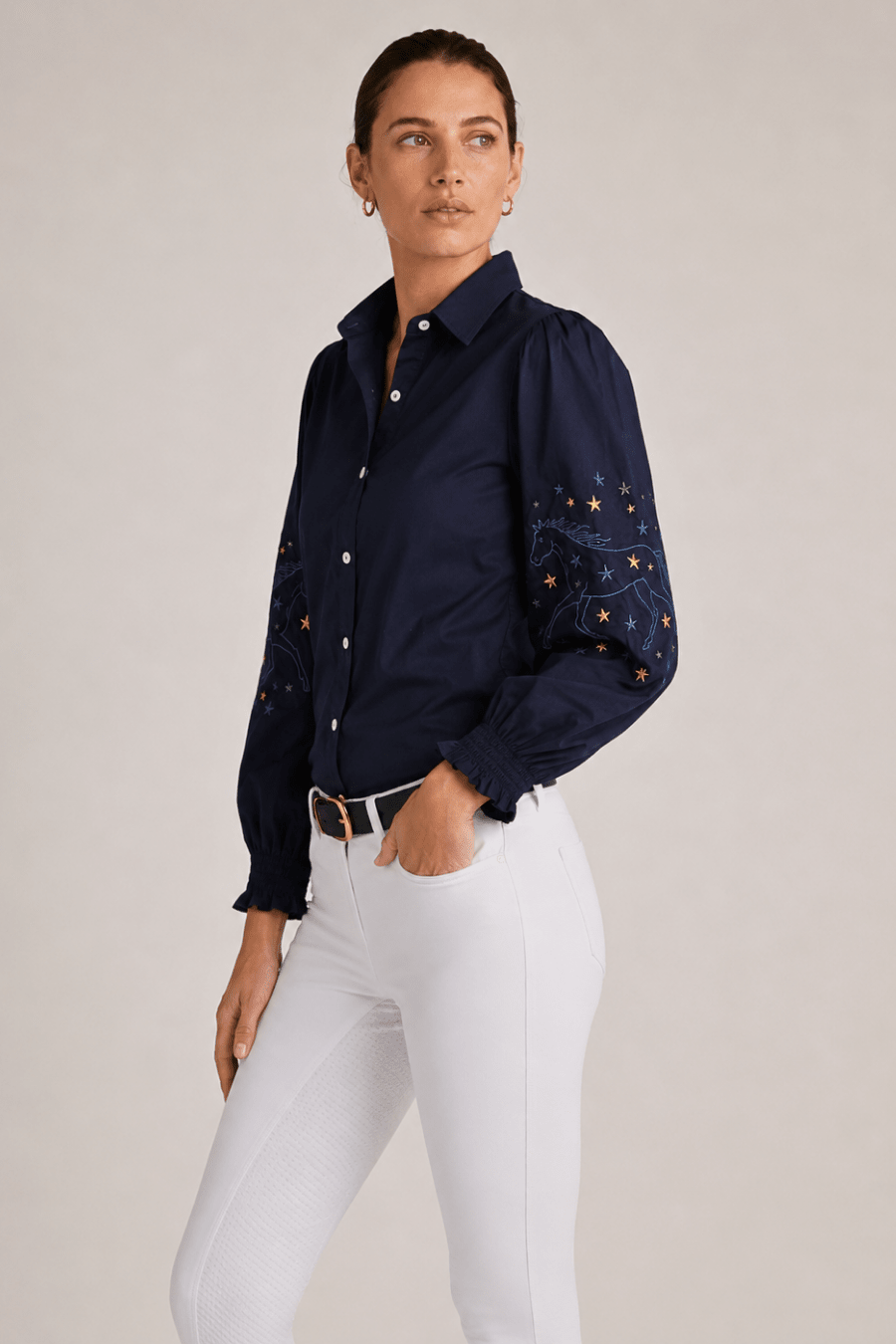 Stella Button | Down Shirt | Embroidered Stars - RönnerXS