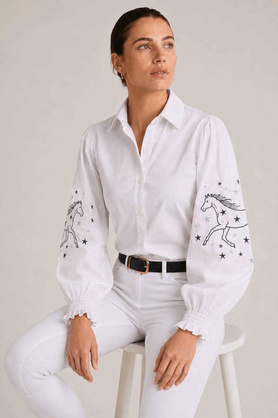 Stella Button | Down Shirt | Embroidered Stars - RönnerXS
