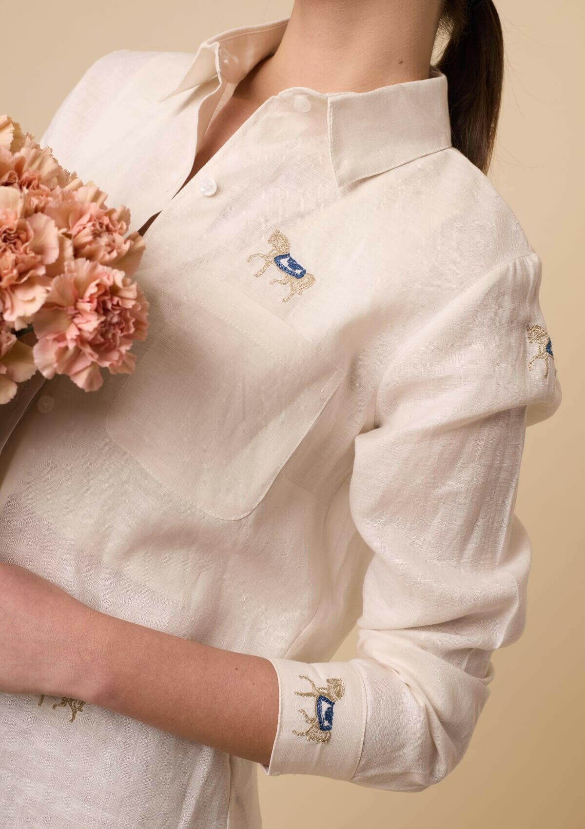 Sundown Linen Shirt | Long Sleeve | Embroidered - RönnerBlousesXS